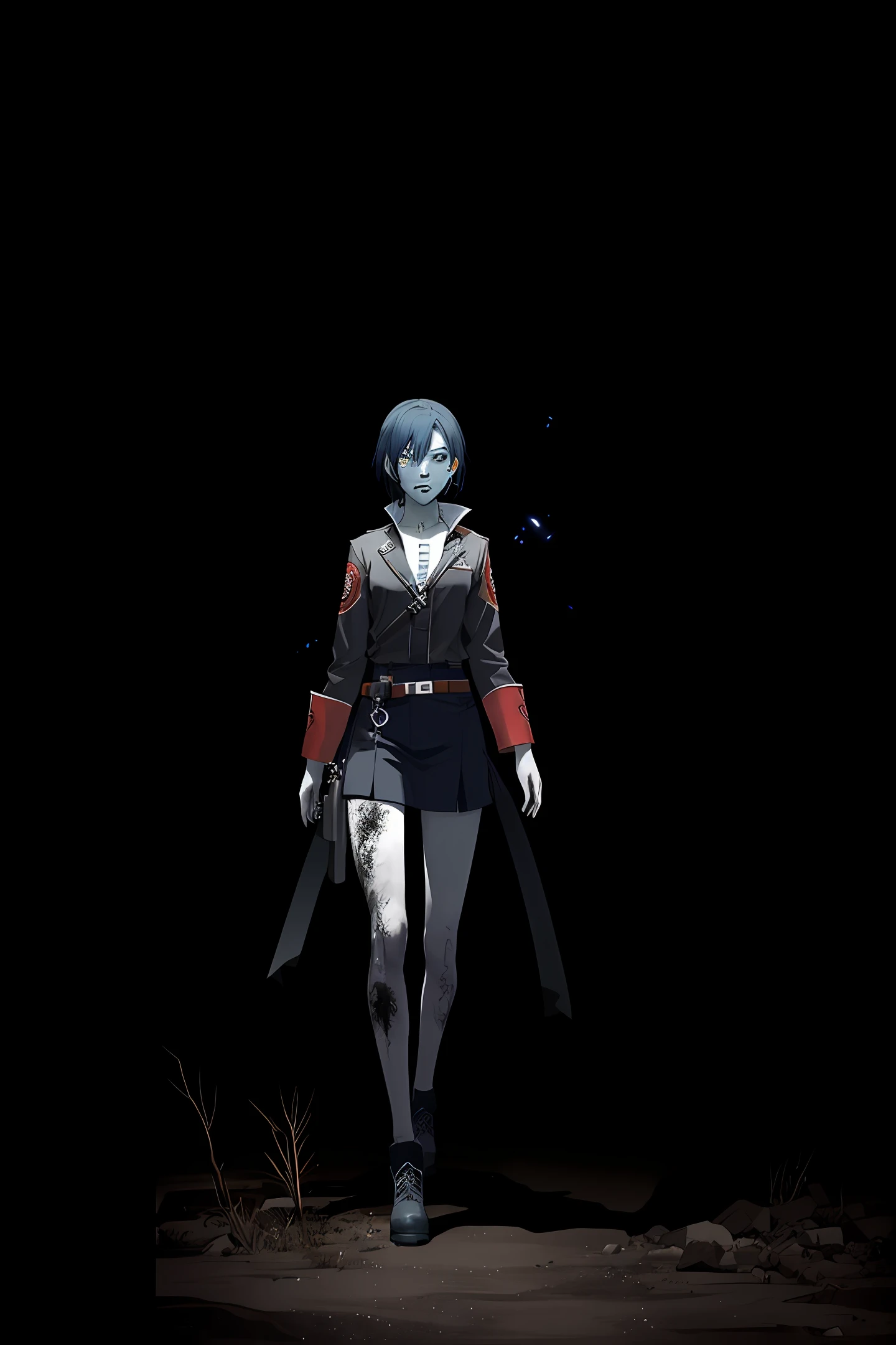 (Zombie: 1.2, body decayed), blue and black lightning effect particles emitted on the body, on the ancient battlefield, the border of the Qin country as the background, full body, ultra-wide angle, clear HD, 8K resolution, digital painting, concept art, Shinkai Makoto style, POP trend, Pixiv hot trend.