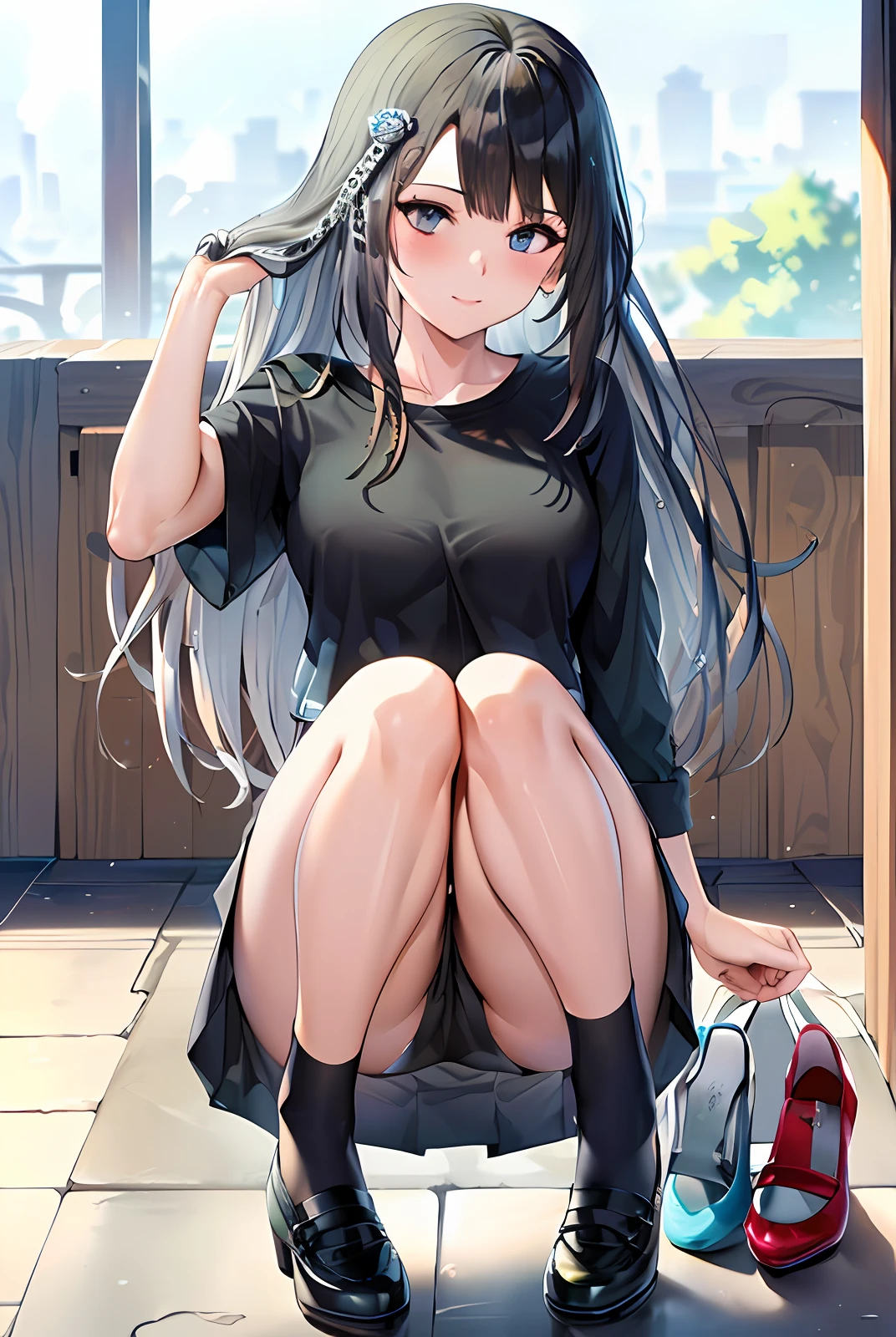 whaite hair,s girl,Mary Jane shoes,full bodyesbian,maidennurse
