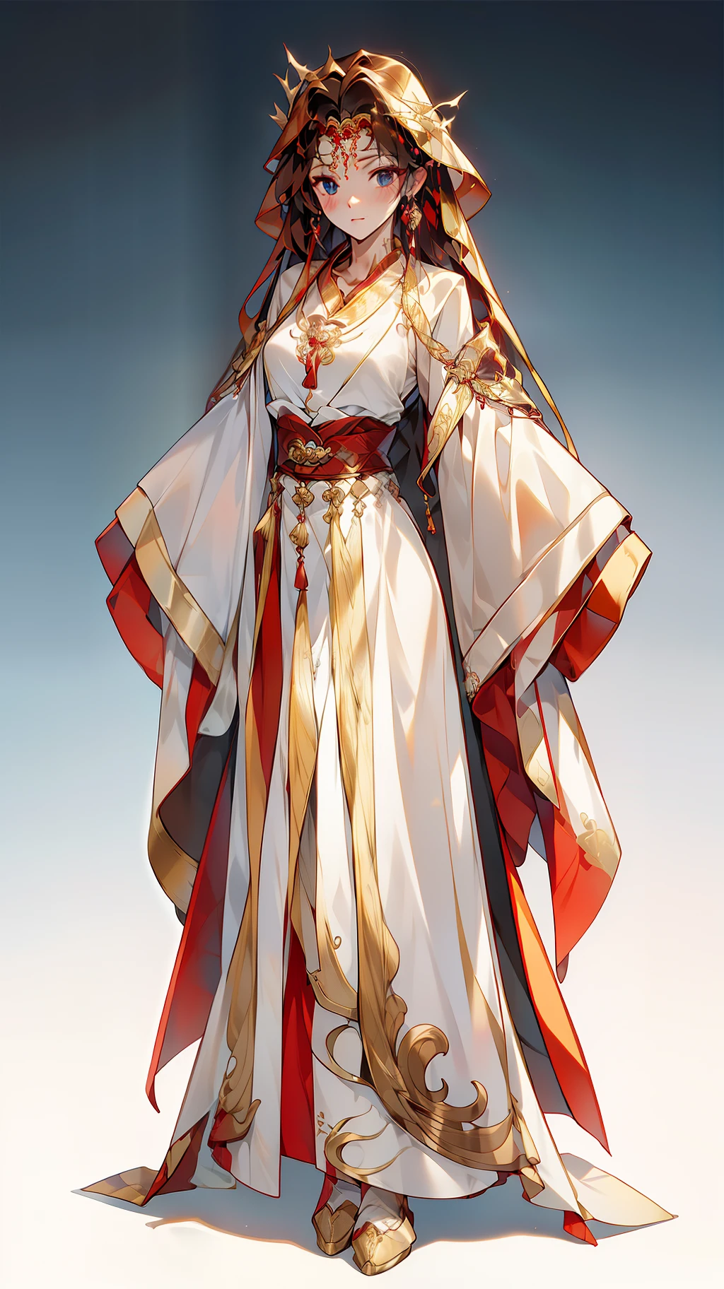 (NOhumans:1.5),(clothing design), tmasterpiece, Ultimate,(a color),Ancient Chinese clothes,Western Regions clothing,gossamer,gold chains,red color Hanfu,Phnom Penh embroidery,gameicon,