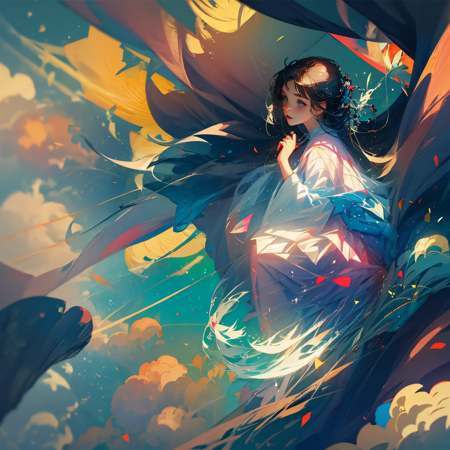 rays of moonlight，Flat desert，Dark，Small characters，Big background，The boy in black，Side Body，sideface，Hold a bouquet of roses on your chest，Overlooking --auto