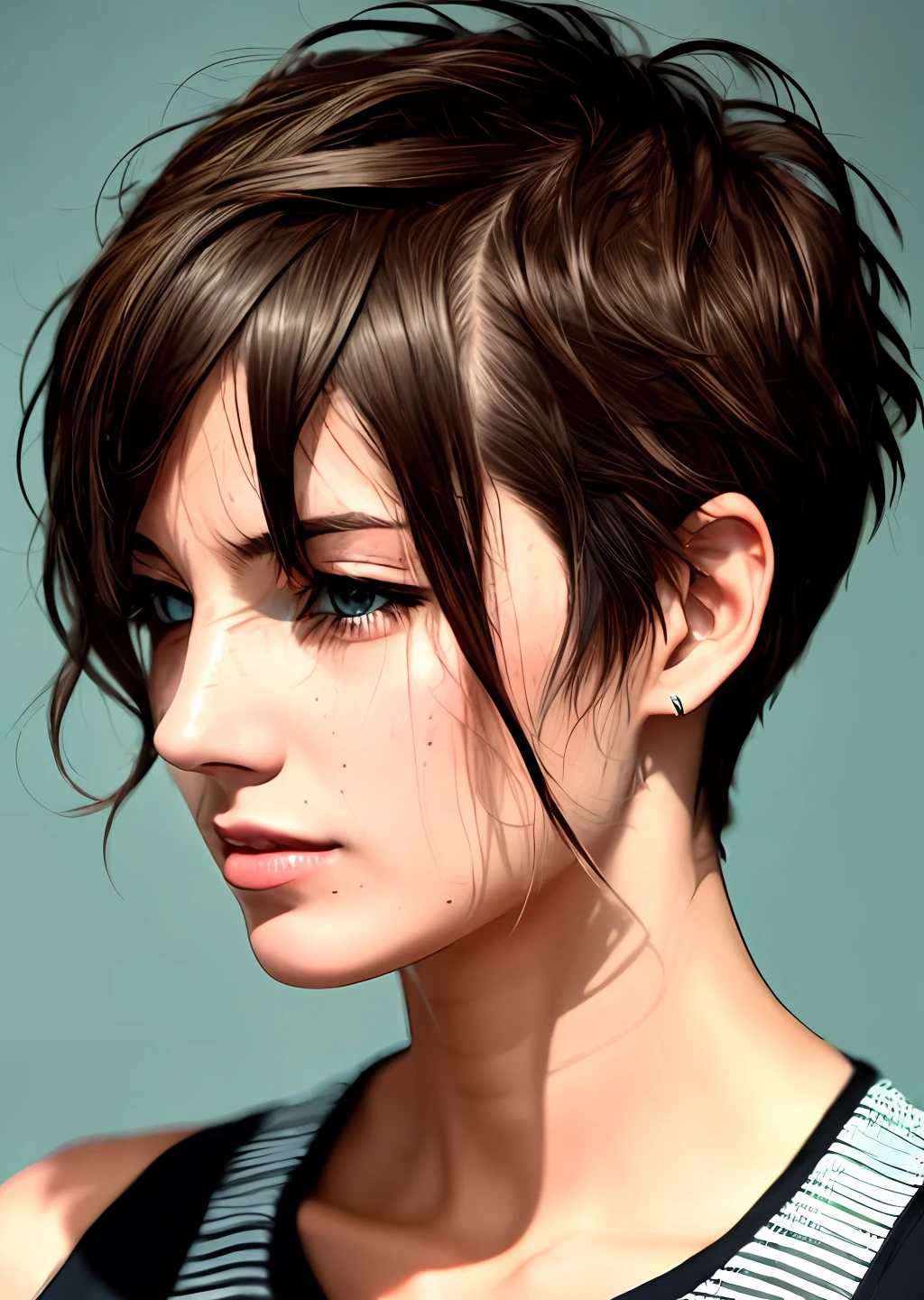 A short hair sweating profusely