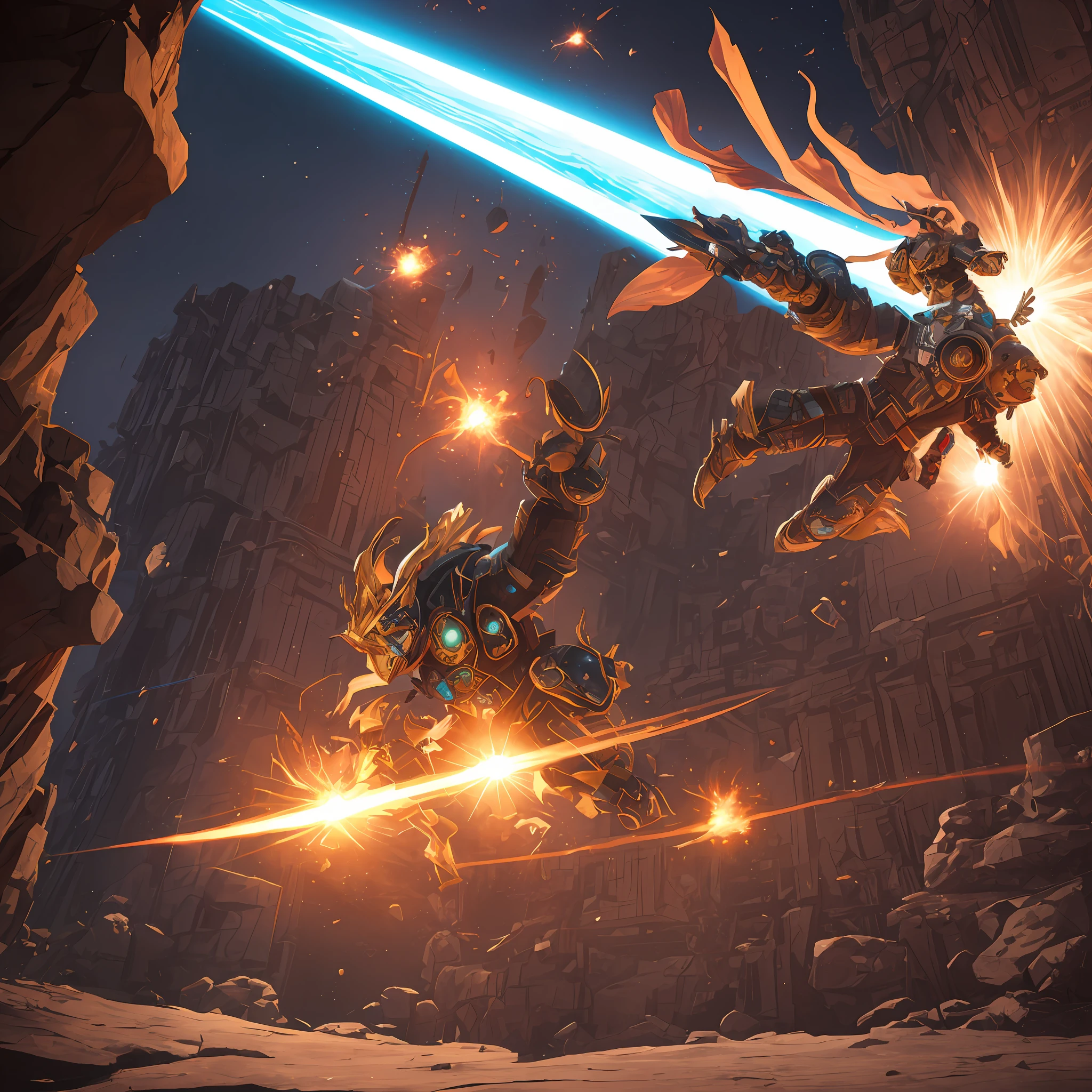 Extremely detailed and intricate CG unity 8k illustration as master，A clear space sci-fi style，dark hues，Enhance light and shadow，Floating dynamic angle，Wonderful demeanor，The air is filled with the momentum of copper walls and iron walls，The protagonist is the Monkey King，Dressed in a wide robe，The roar is shocking，Colorful sharp light flashes ahead，Hair is erratic，It seems to be releasing a huge amount of energy。 --auto