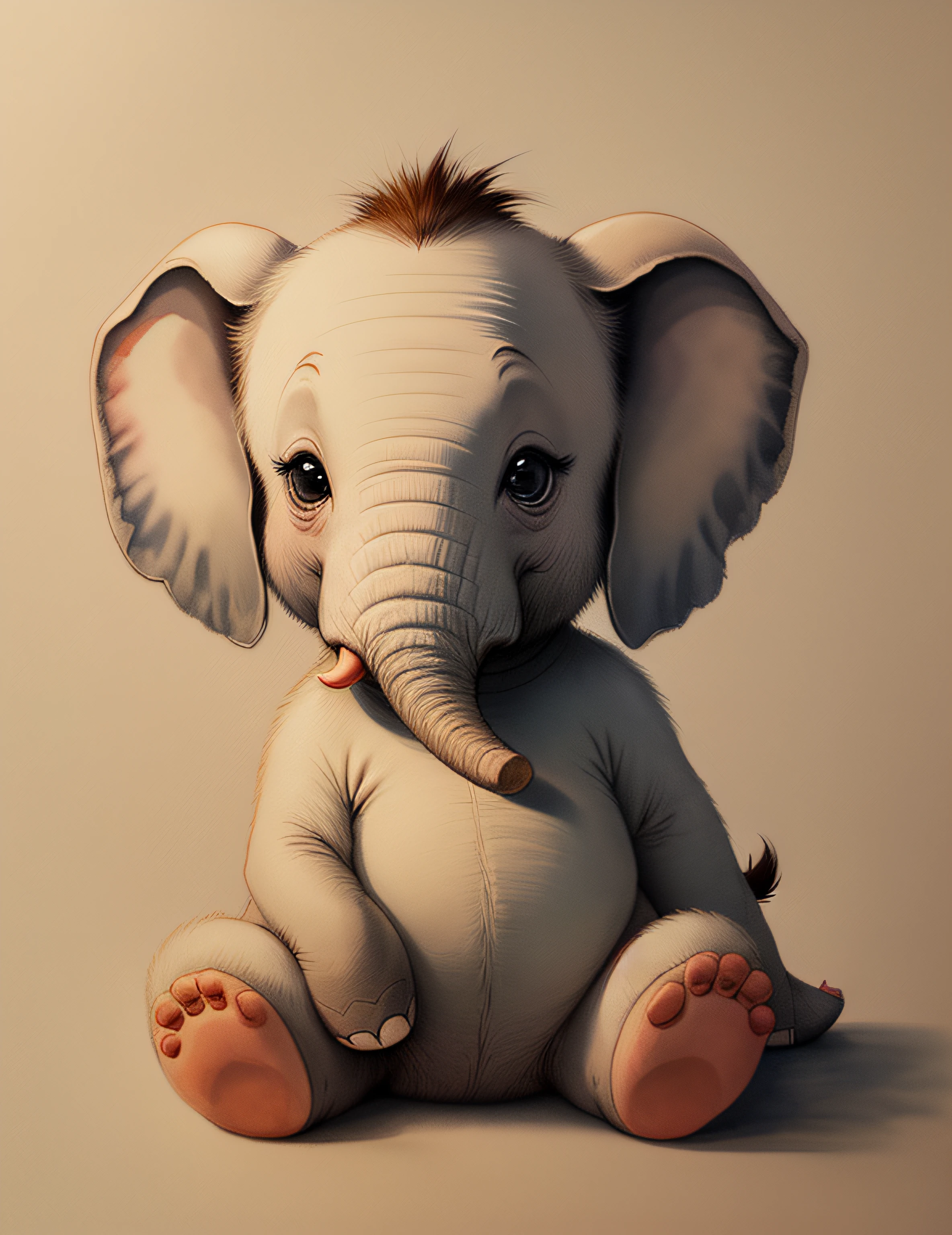 Cartoon baby elephant，the watercolor style