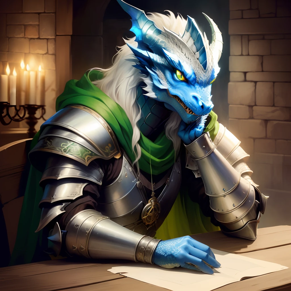 Green-eyed white dragon，armor