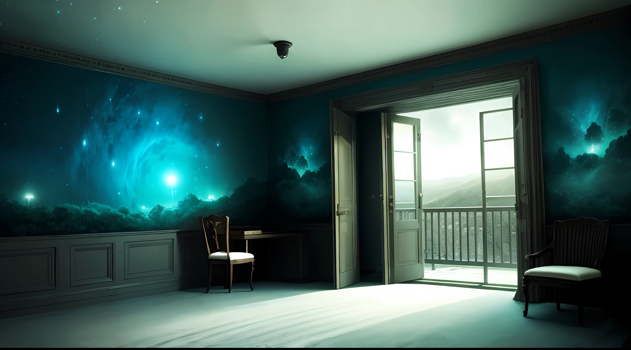blue colors,the night,Starry Sky Wall,very heavy rain,Gloomy tones