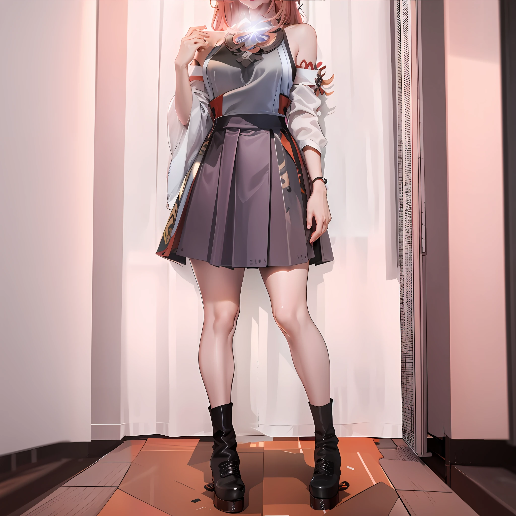 Anime - Style woman posing for photos in a short skirt and top, Fine details. Girl Front, from girls frontline, girls frontline style, Surrealism female students, Surrealism female students, cute anime waifu in a nice dress, wearing dresses, Guviz-style artwork, Realistic anime 3 D style, photorealistic anime girl rendering
