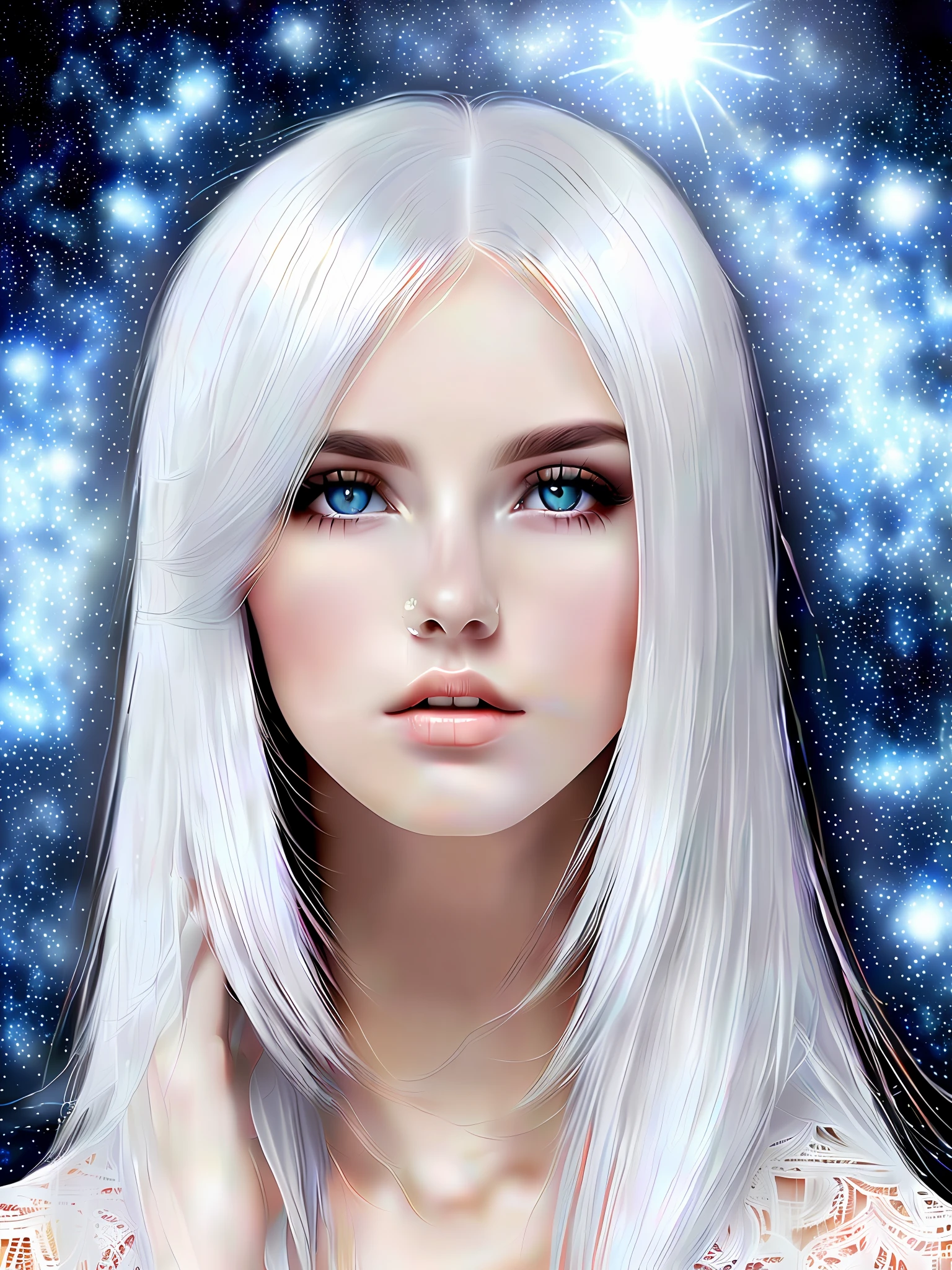 Male white hair beautiful, holy and cold