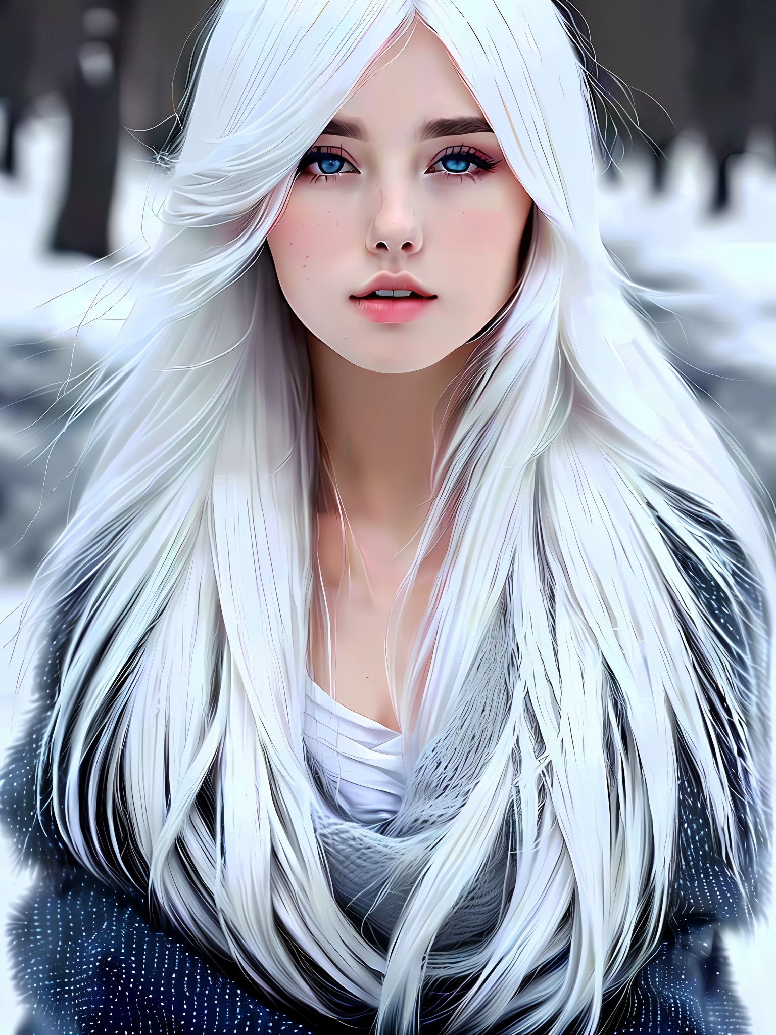 Male white hair beautiful, holy and cold