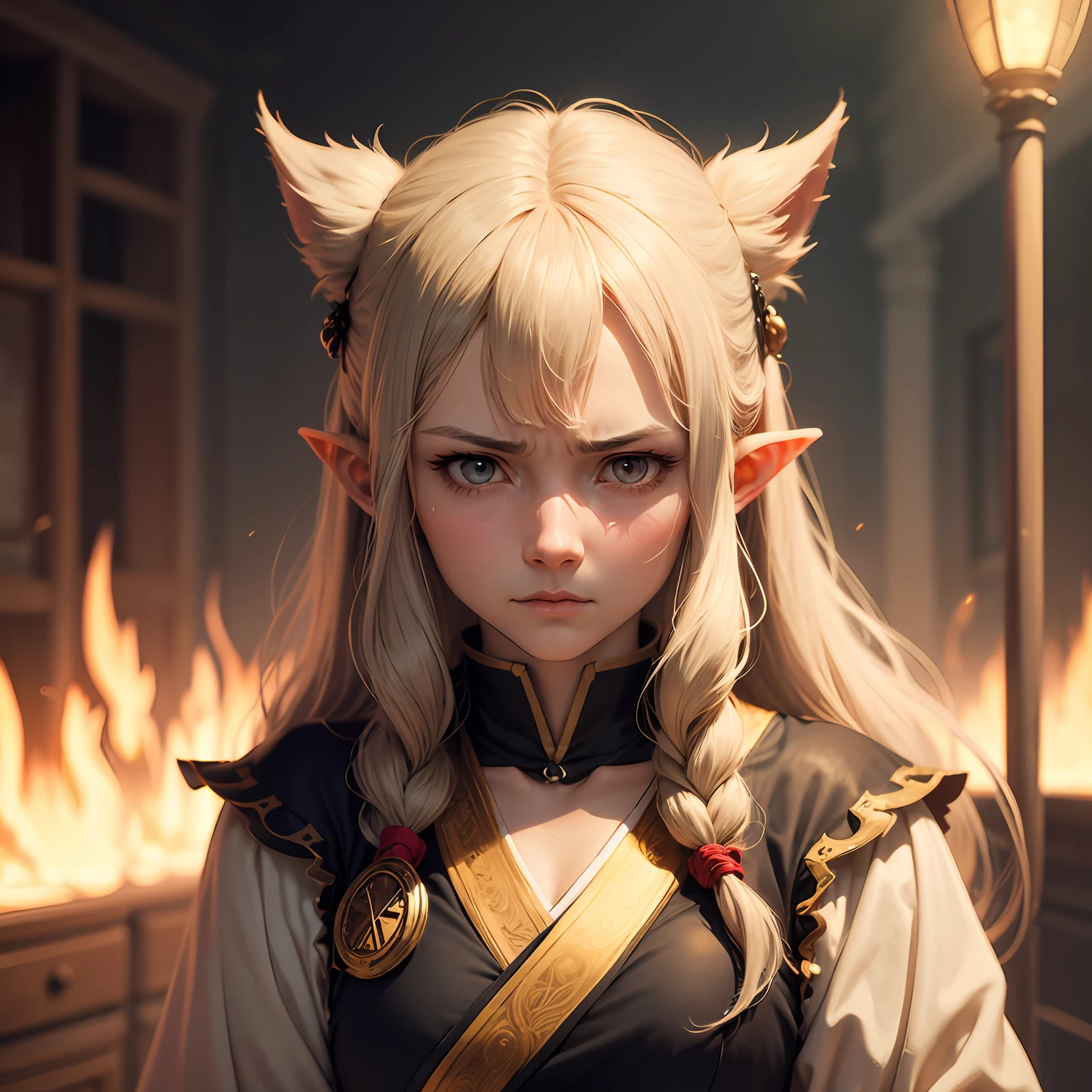 wince, pointy ears, empty eyes, long hair, despair, tachi-e, rococo style, anime style, cinematic lighting, Ghibli-like colours, 8k, super detail, ccurate, best quality, masterpiece, award winning