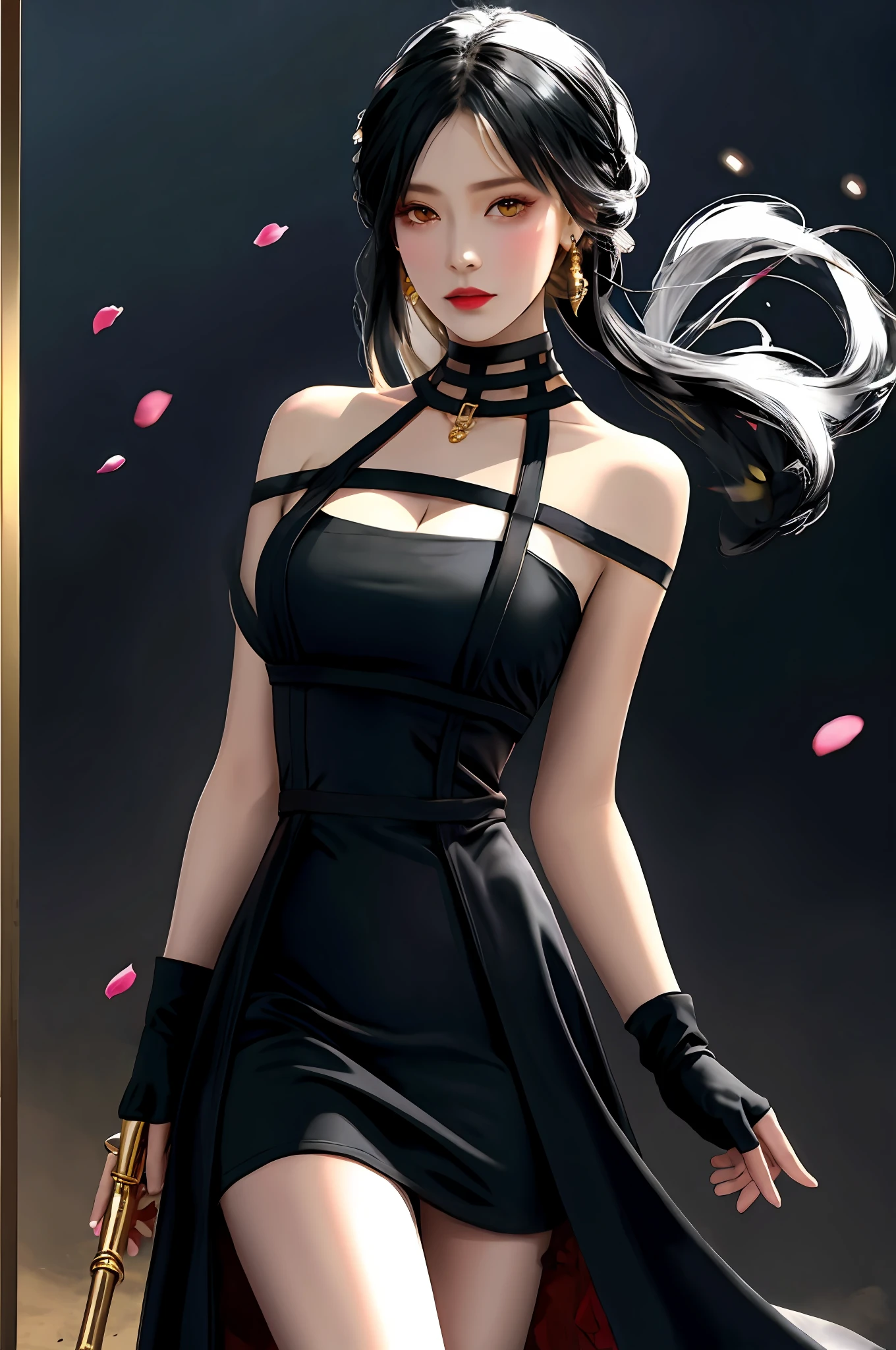 black color hair,Puff breasts,blacksilk