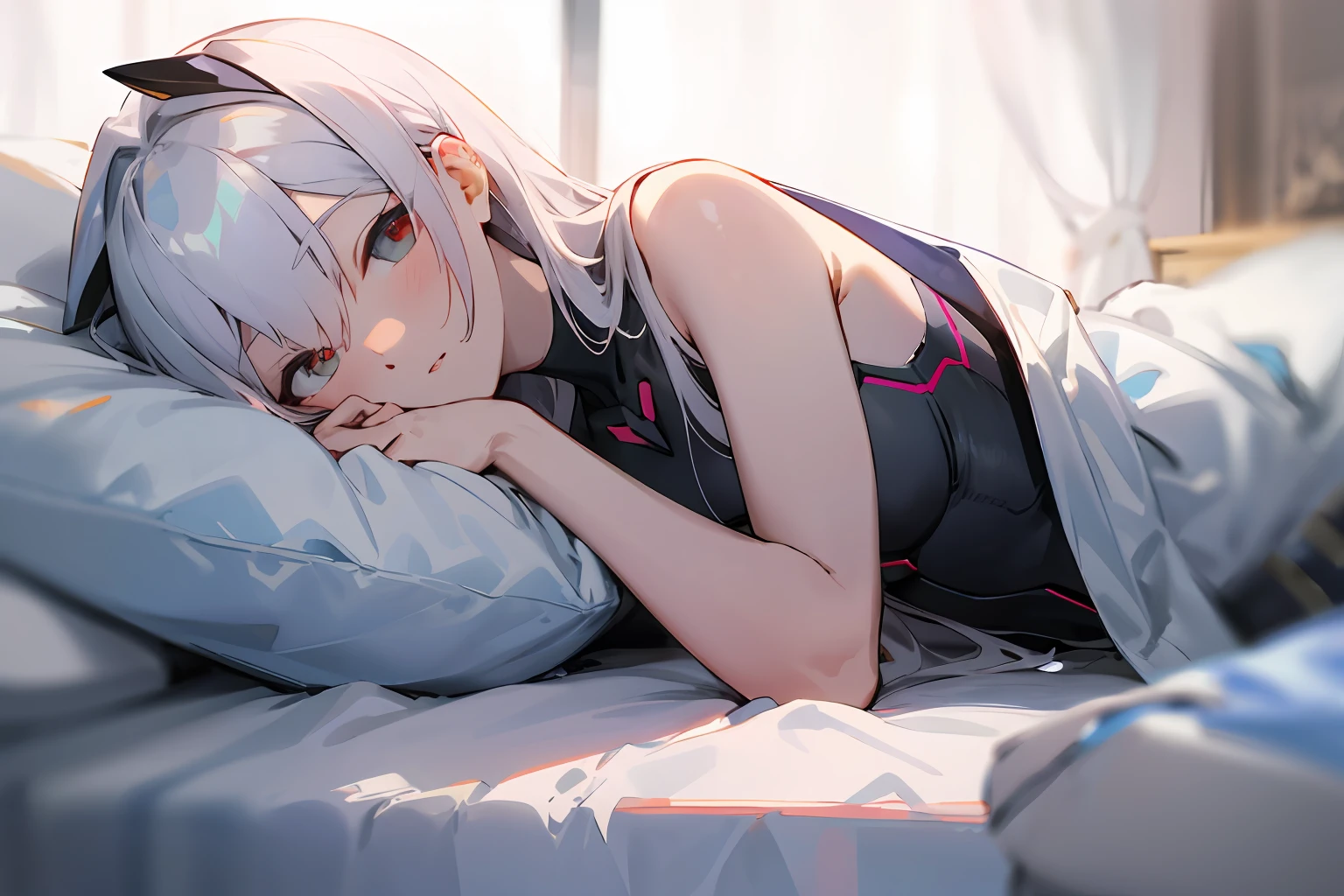 Zero was lying on the bed