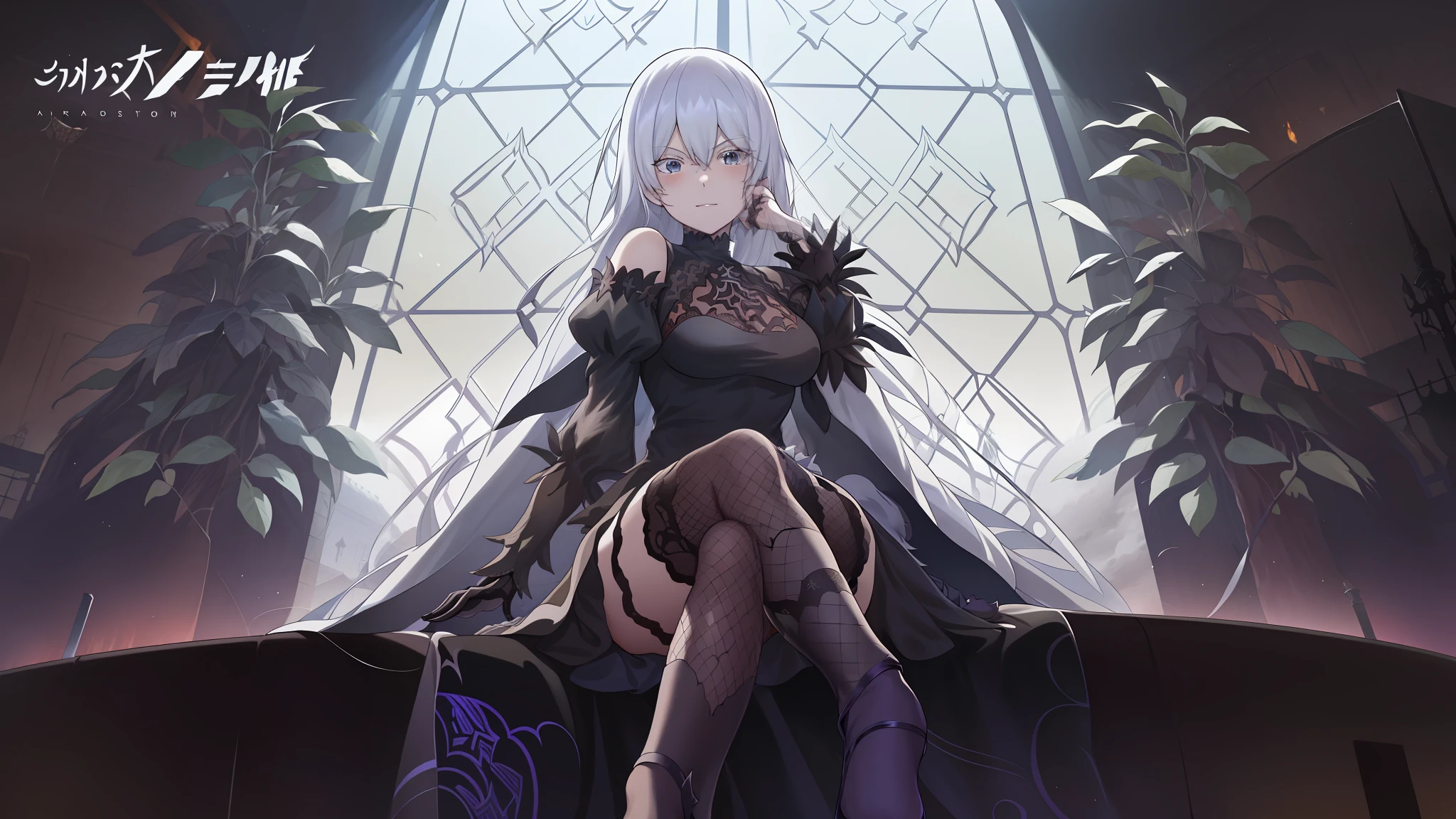 Anime girl in long dress，, Best anime 4k konachan wallpaper, fate grand order, zerochan art, , trending on artstation pixiv, Badass anime 8 K, , gothic maiden anime girl, 2b NIER automata, White-haired god, 2 b