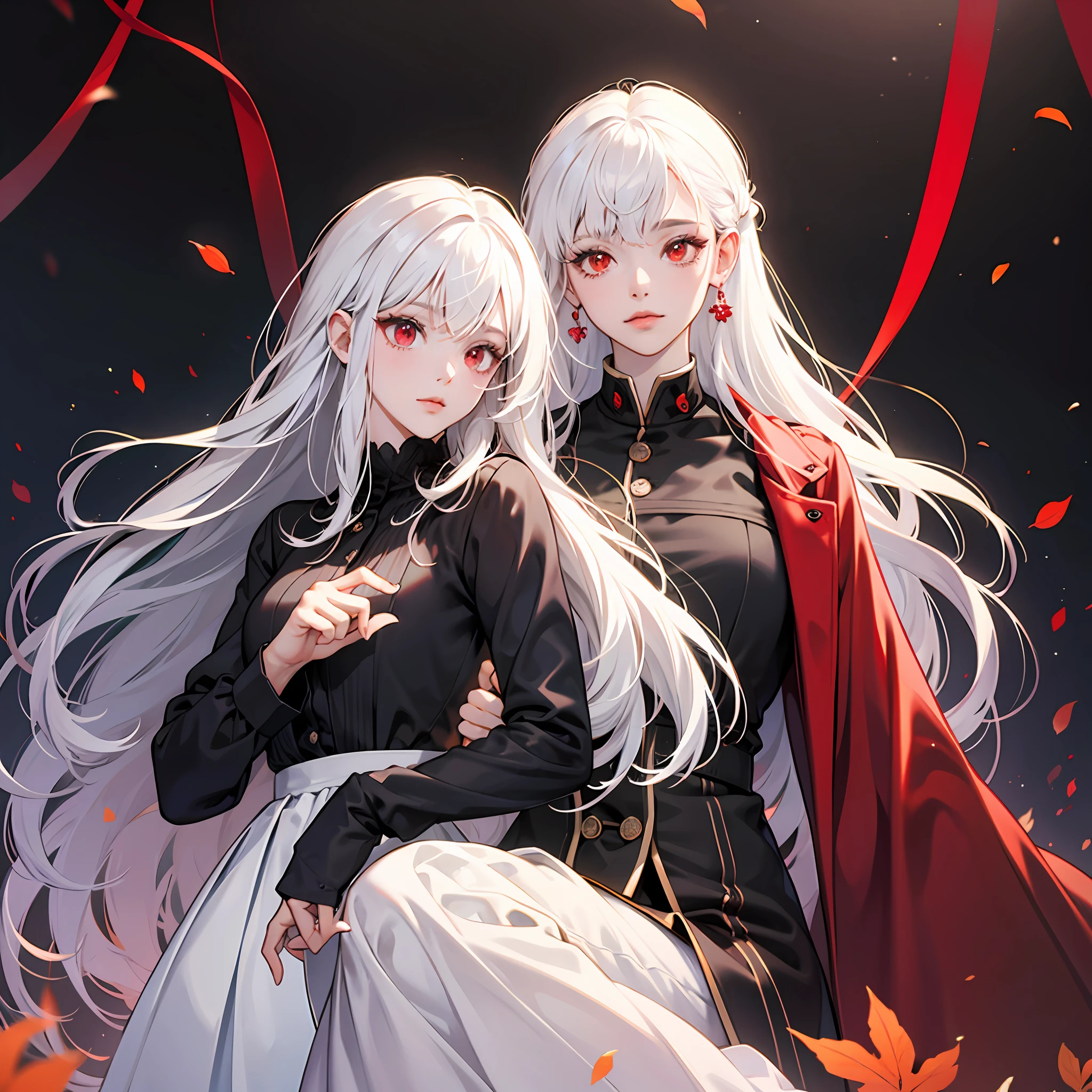 White hair and red eyes beautiful girl JK outfit --auto
