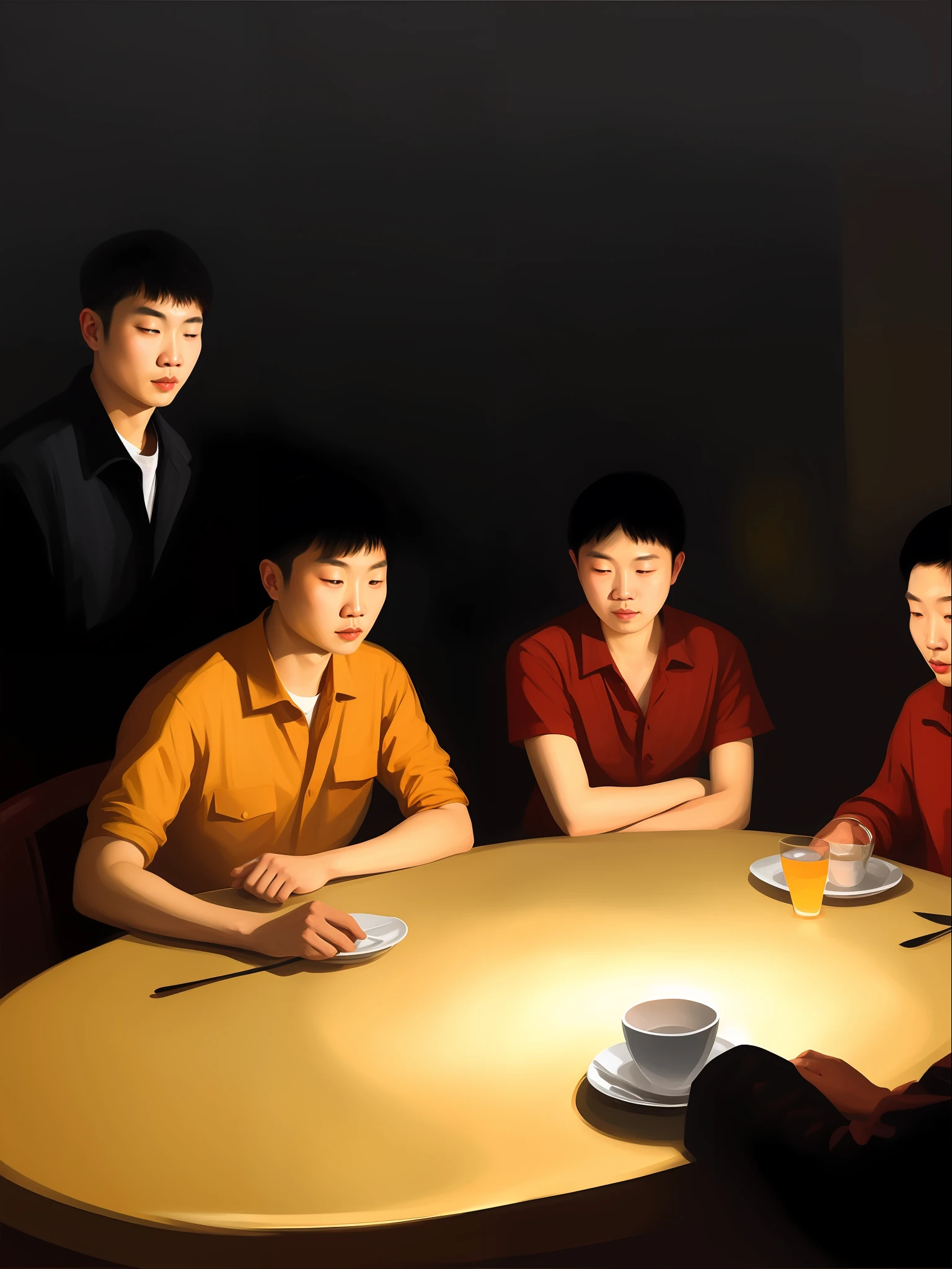 There was a man sitting at the table, wenjun lin, yanjun cheng, xintong chen, jinyiwei, yangjun chen, Li Zixin, xue han, yihao ren, huifeng huang, zeng fanzh, mingchen shen, Chen Zezhou, Wang Qichao, Zhang Pengzhen