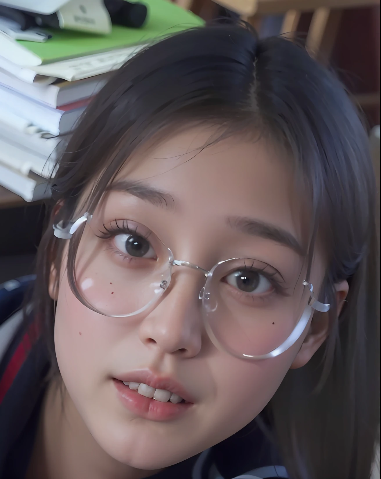 Naked junior high school student,being thin,Height 165cm,Weight 45kg,Bust 100,Waist circumference 50,long leges,white skin color,long whitr hair,hair straight,brunette color hair