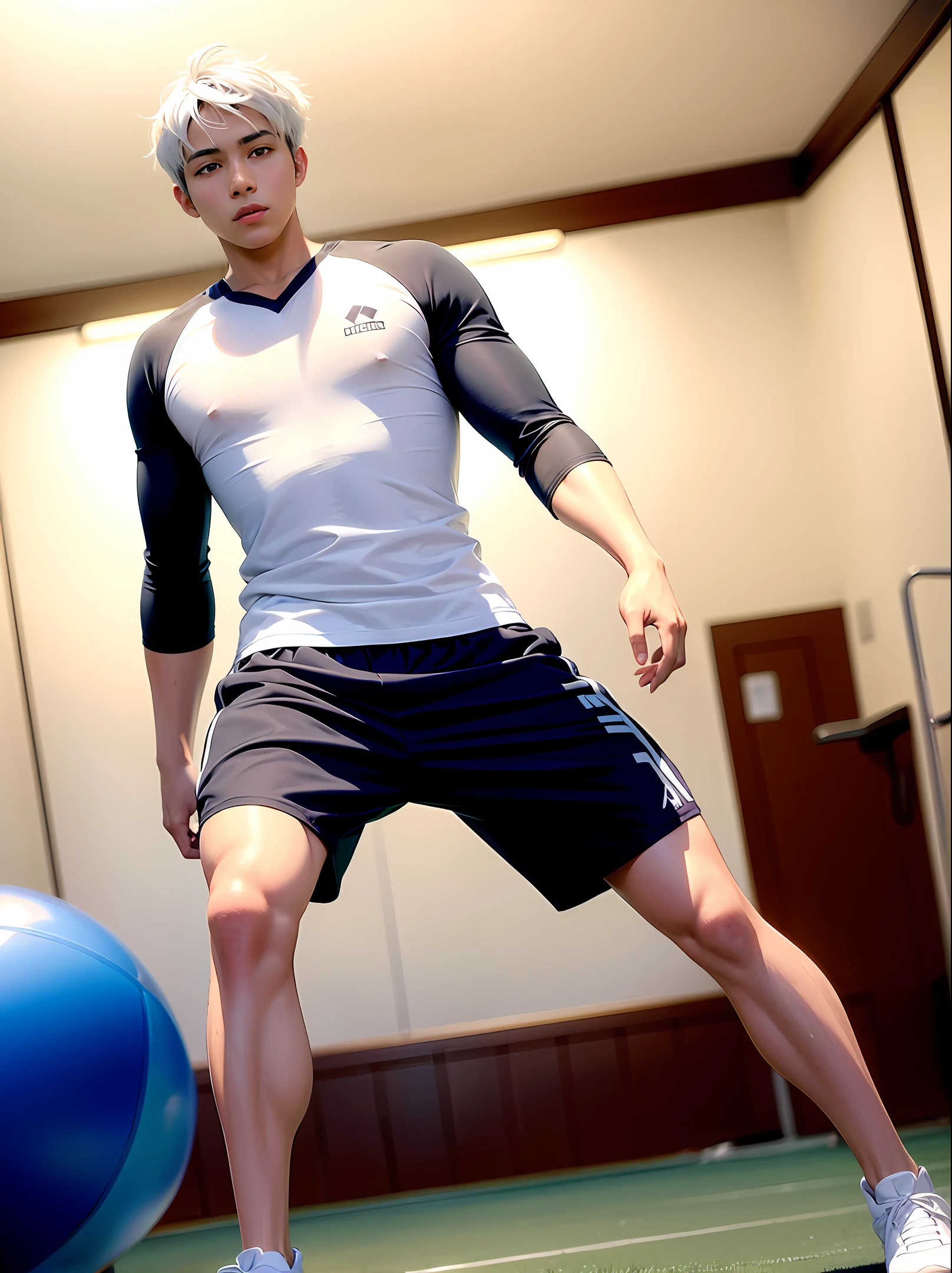 Black skin,Physical Education Student,handsome,White hair