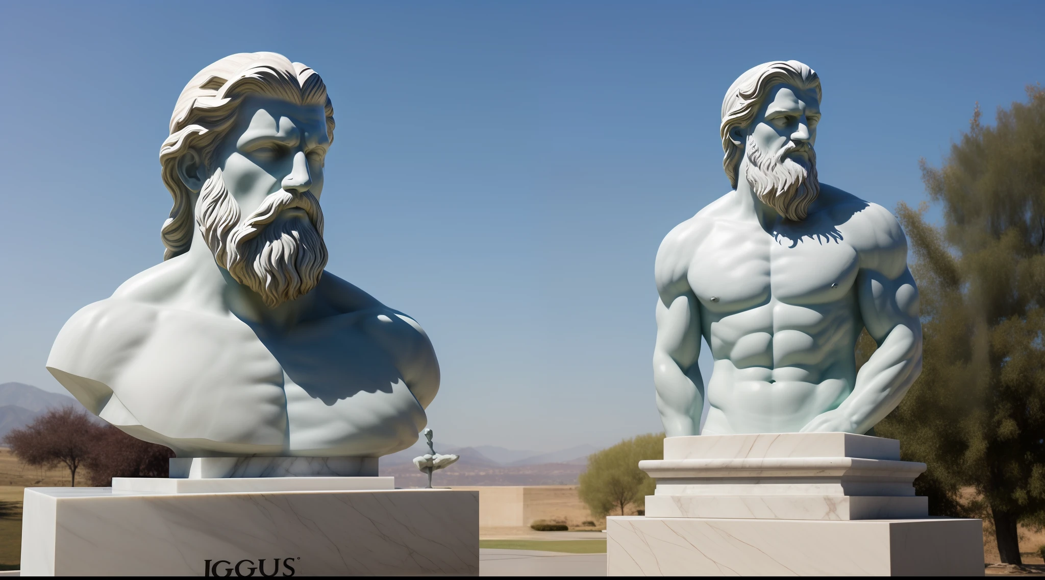 STATUE WHITE MARBLE SCULPTURE MAN ZEUS BEARD