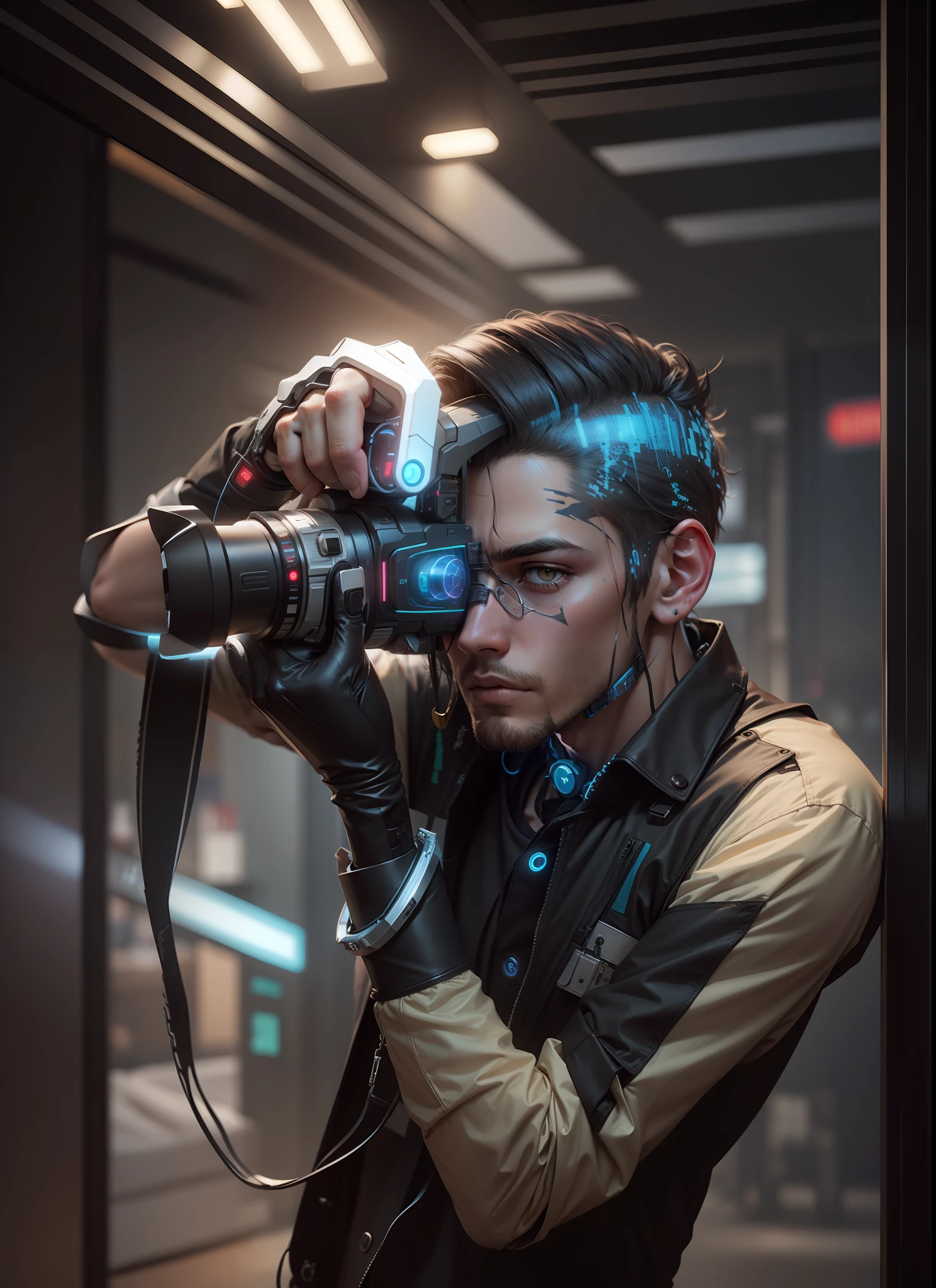 Change background cyberpunk handsome boy, realistic face, 8k, ultra realistic
