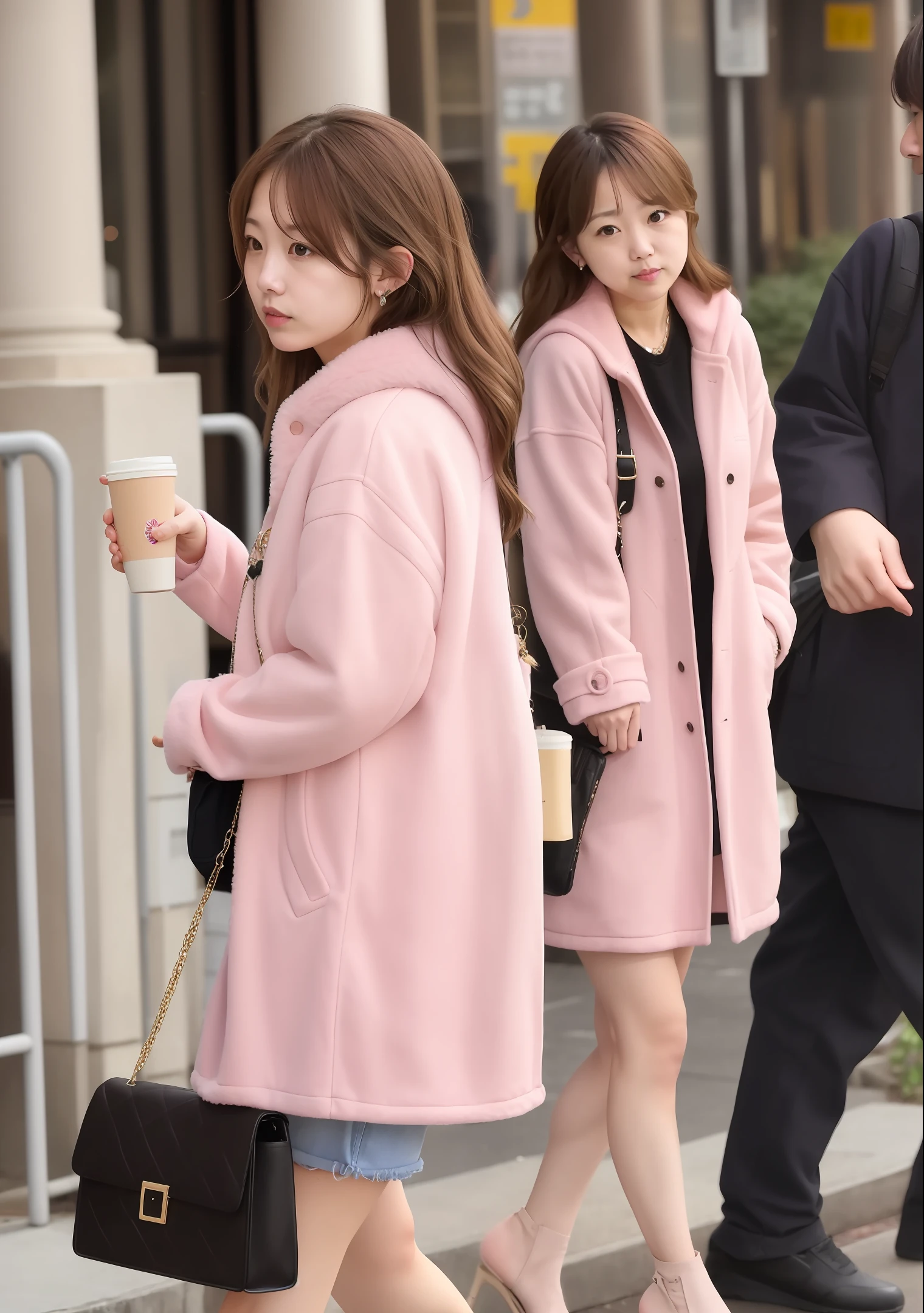 female pervert,年轻,whaite hair,Pink coat,A princess
