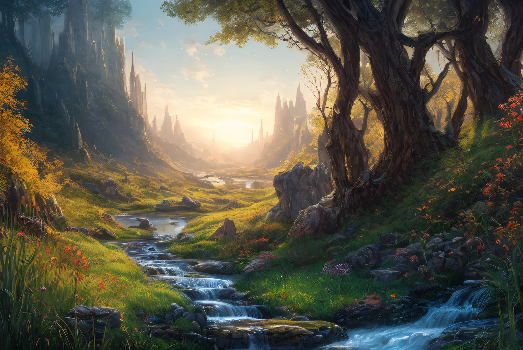 masterpiece, best quality, high quality, extremely detailed CG Unity 8k wallpaper, charming and dreamy grasslands scene, with tall grass and willows, hidden fairytale valleys creating a sense of mysticism and charm, artstation, intricate, trendy, award-winning photography, bokeh, depth of field, HDR, bloom, chromatic aberration, photorealistic, extremely detailed, trend on artstation, trend on CGsociety, Intricate, with high detail,  dramatic, art halfway through