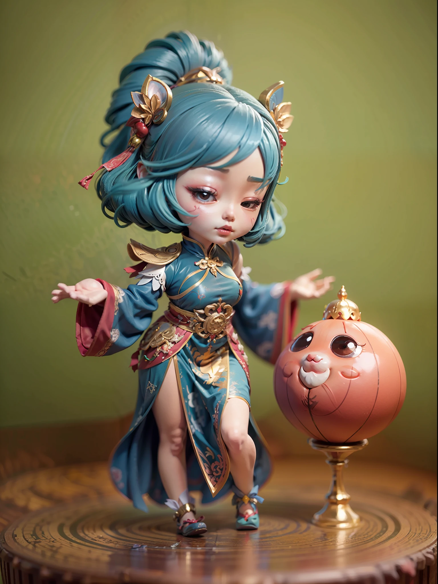 A beautiful girl with fairy air，Dumb cute，Dance，（Chinese-style clothing，Meticulous portrayal），，Figures，blindbox，Disney style，high qulity，high detal，super-fine，16K resolution，Macro lens，Works of masters