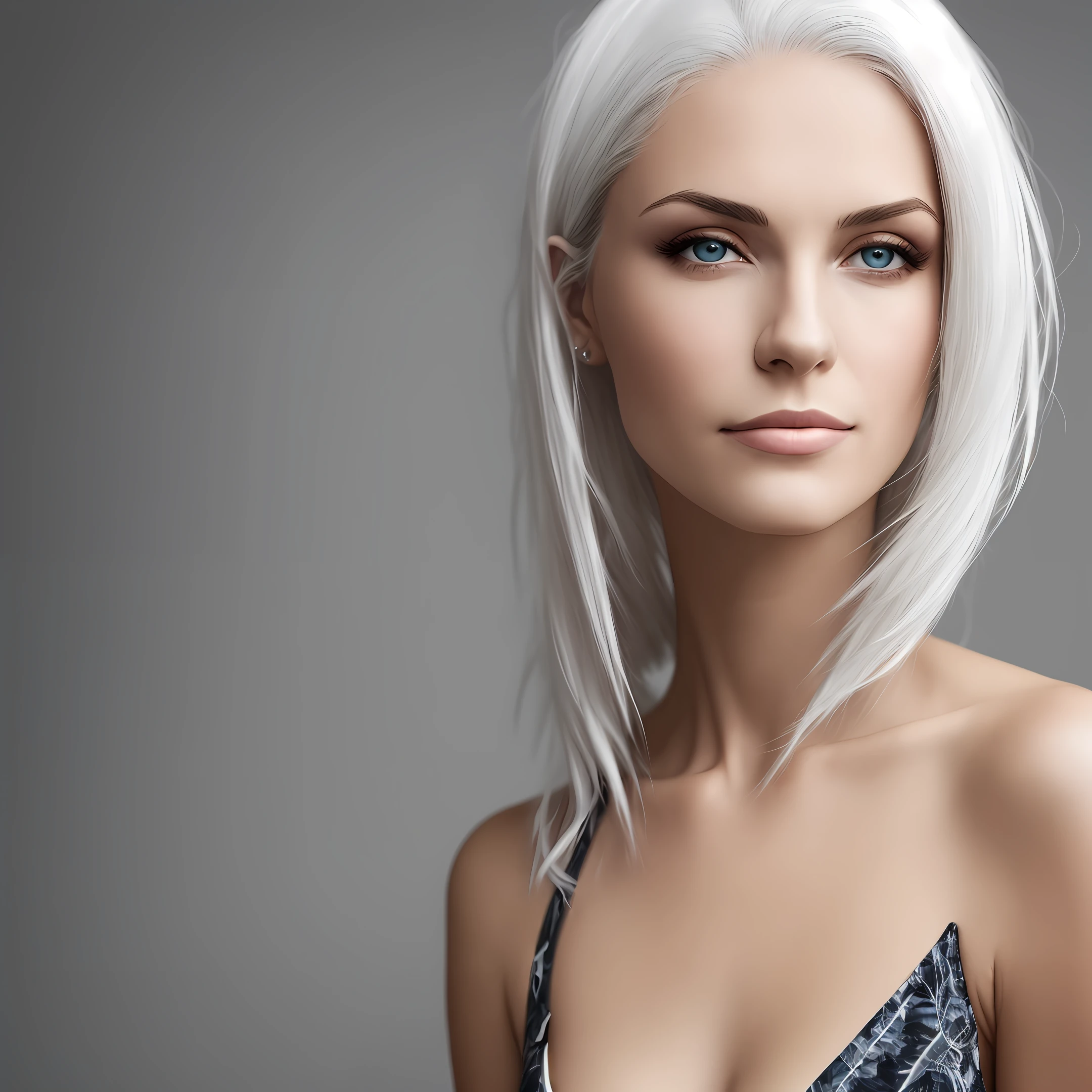 nakeness，White hair，woman