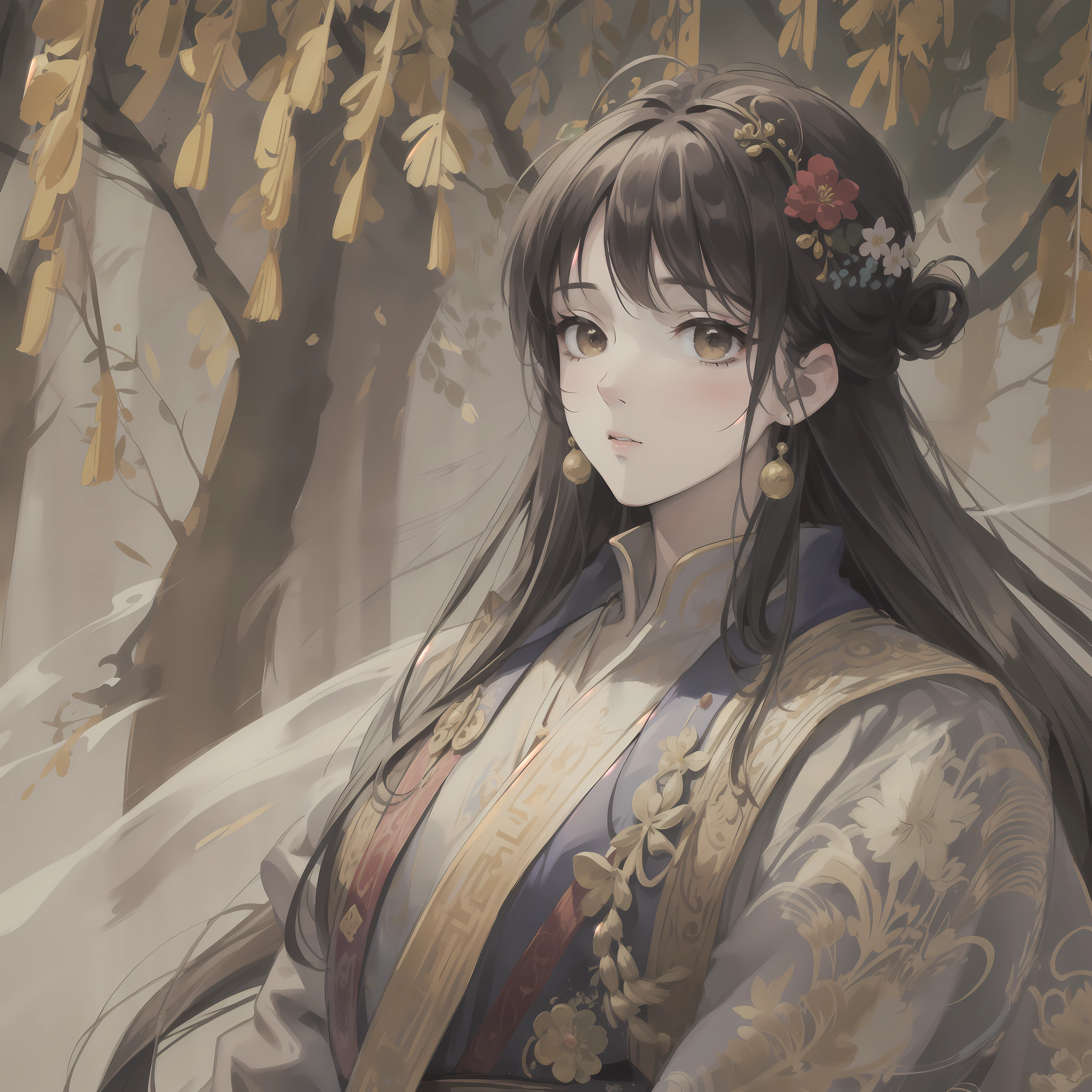 (Masterpiece), The painting style is gentle and exquisite,Willow trees flutter,The main body is a male Taoist,Float high,Focused,The costumes are rich in detail,Super high appearance,Full of vitality,Every detail is the ultimate in every detail,Misty smoky smoke,Soft light and shadow。