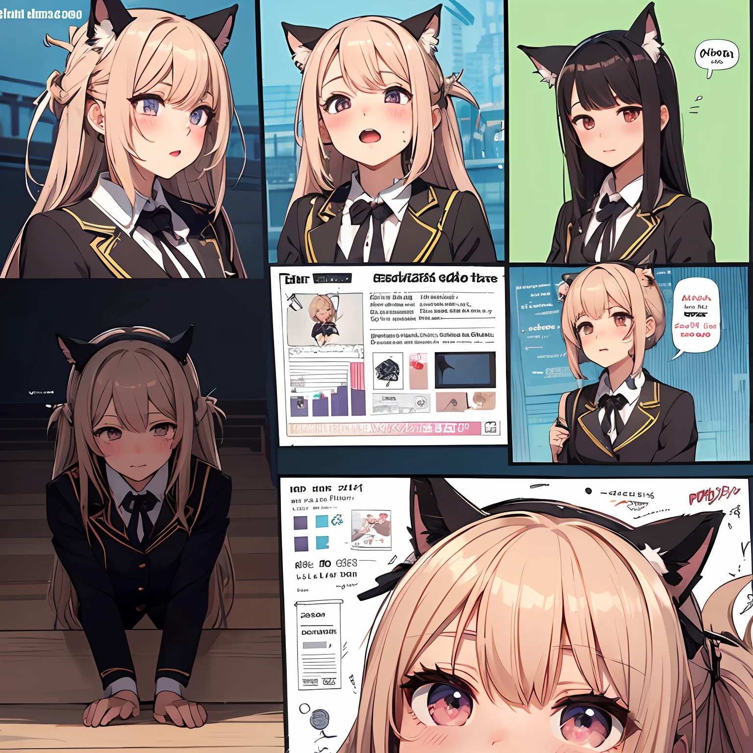 adolable, school ground, animal ears, full blush, moaning, heavy breathing, torogao, glint, saliva trail, oral invitation, Surrealism, cowboy shot, upside-down, reference sheet, high details, high quality --auto