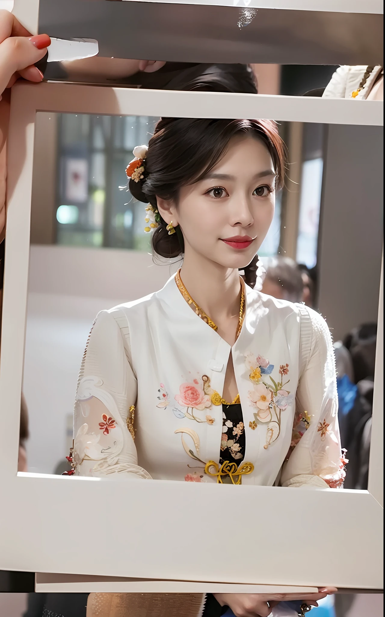 There was a woman holding a picture of herself in a frame, xintong chen, inspired by Ma Yuanyu, ruan jia beautiful!, wenfei ye, Li Zixin, Inspired by Tang Yifen, dilraba dilmurat, inspired by Cheng Jiasui, lei min, Cai Xukun, xue han, xision wu