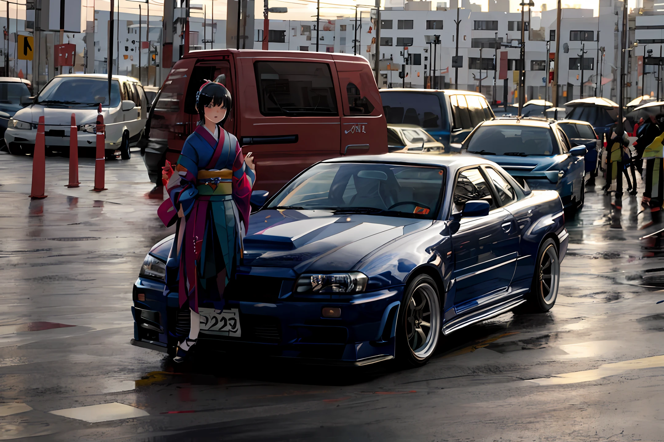 Retro,japanaese girl,Real Human,JDM,The Car