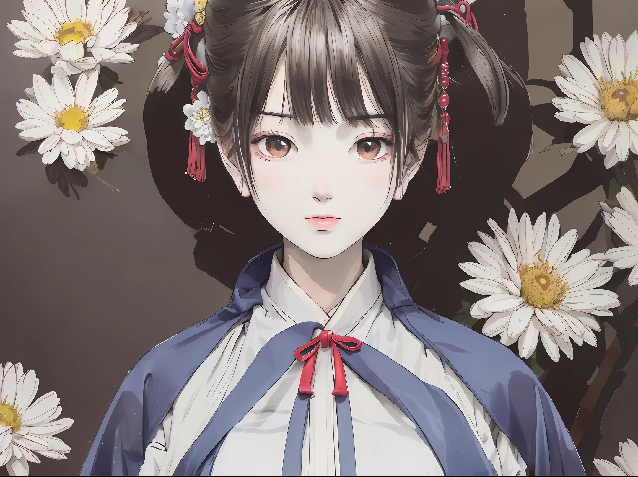 a girl, ancient chinese clothing, full body, sunlight, clear face, clean white background flowers, masterpiece, super detail, epic composition, ultra hd, high quality, extremely detailed, official art, uniform 8k wallpaper, super detail, 32k