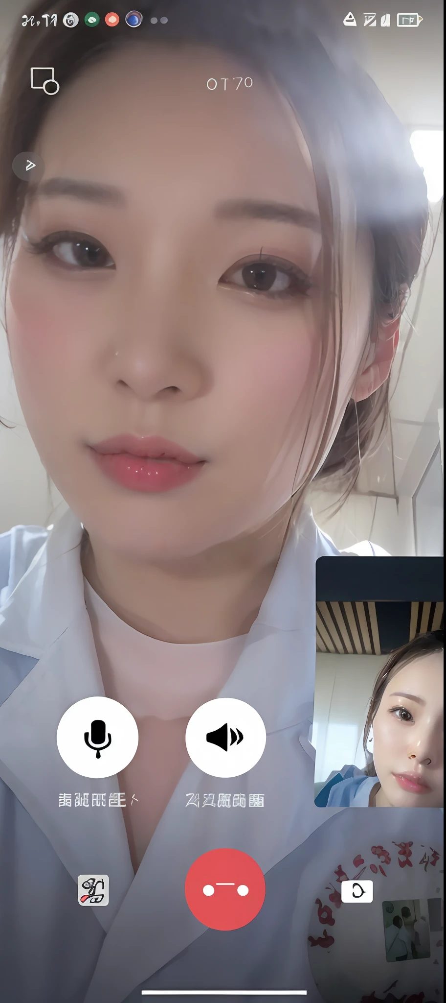 Close-up of people on phone with camera, 8k selfie photograph, tiktok video, Ruan Jia and Fenghua Zhong, front-facing looking at camera, 480p, 4 8 0 p, webcam screenshot, front-facing looking at camera, doctor, face with artgram, (doctor), xintong chen, Ruan cute vtuber