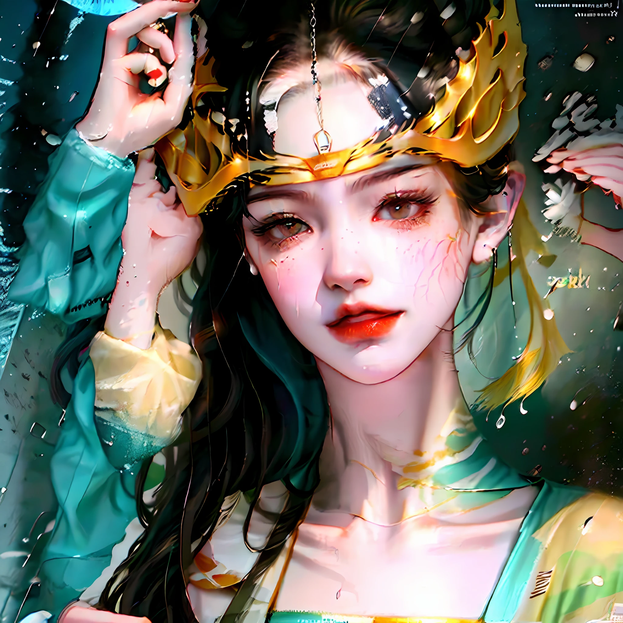 ((best qualtiy, 8k, tmasterpiece:1.3)), Focus:1.2, perfect figure beautiful woman:1.4, Cocked buttocks:1.2, ((Cut hair in layers, flatchest:1.2)), , (Rain, Street:1.3), Bandeau Dress:1.1, Highly detailed facial and skin texture, A detailed eye, 二重まぶた,Whiten skin,long whitr hair,(Keep one's mouth shut:1.3),full bodyesbian,High ponytail --auto