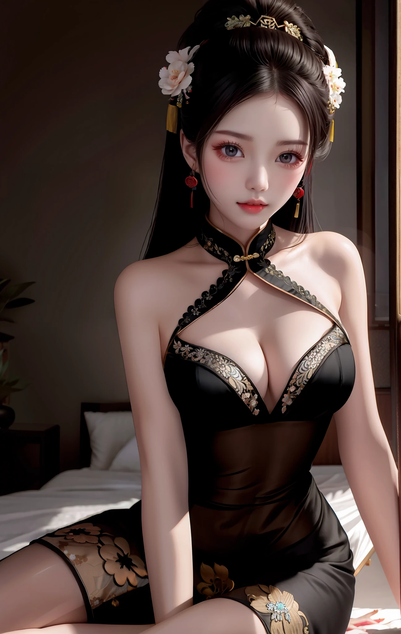 Chinese beauty in openwork clothes