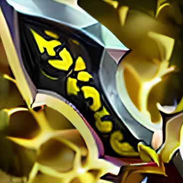 Close-up of a sword with yellow and black logo, war blade weapon, medievil spear, The sword, godsent, jagged sword, Fantasy Blade, epic legends game icon, world of warcraft spell icon, yellow broad sword, dwarven weapon, fantasy weapon, shinning sword, intricate fantasy spear, Avatar image, Huge sword, hearthstone weapon art