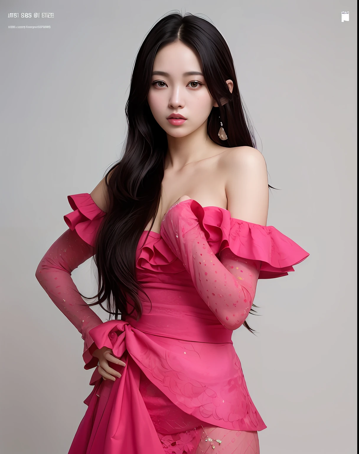 a close up of a woman in a pink dress posing for a picture, portrait jisoo blackpink, portrait of jossi of blackpink, jisoo of blackpink, jisoo from blackpink, official photo, Shin Jinying, glossy magazine photoshoot, korean women's fashion model, Aesthetic!!!!!! female elf, portrait of female korean idol, photoshoot, hwang se - on, jia, Official artwork