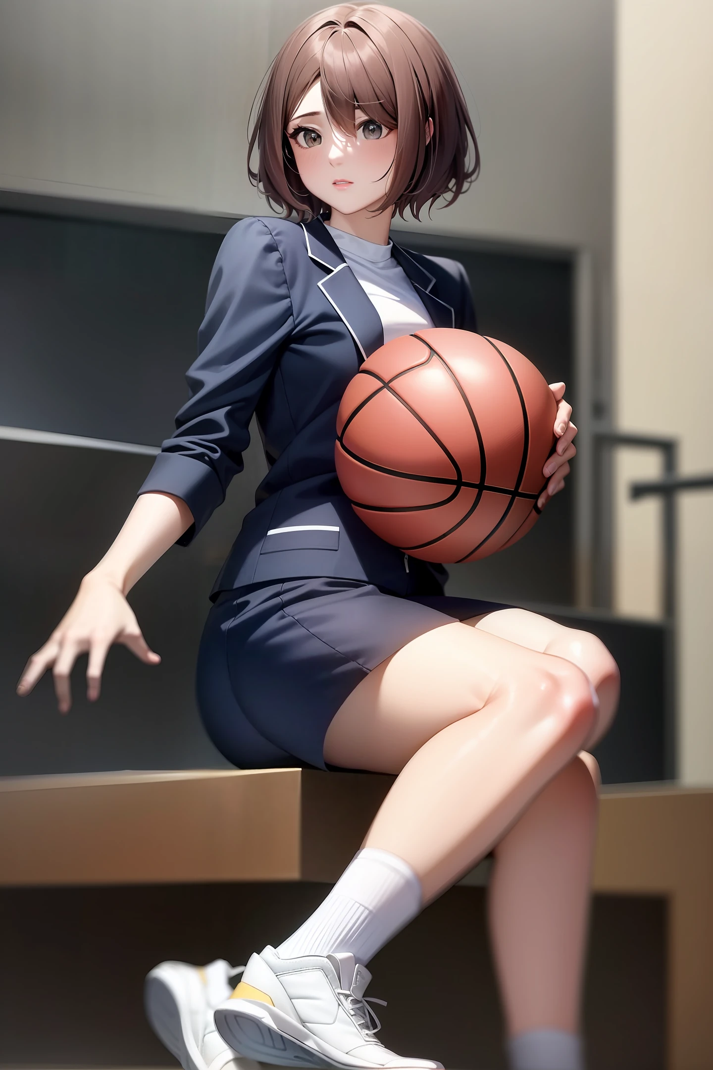 Women's basketball court short hair masterpiece suit