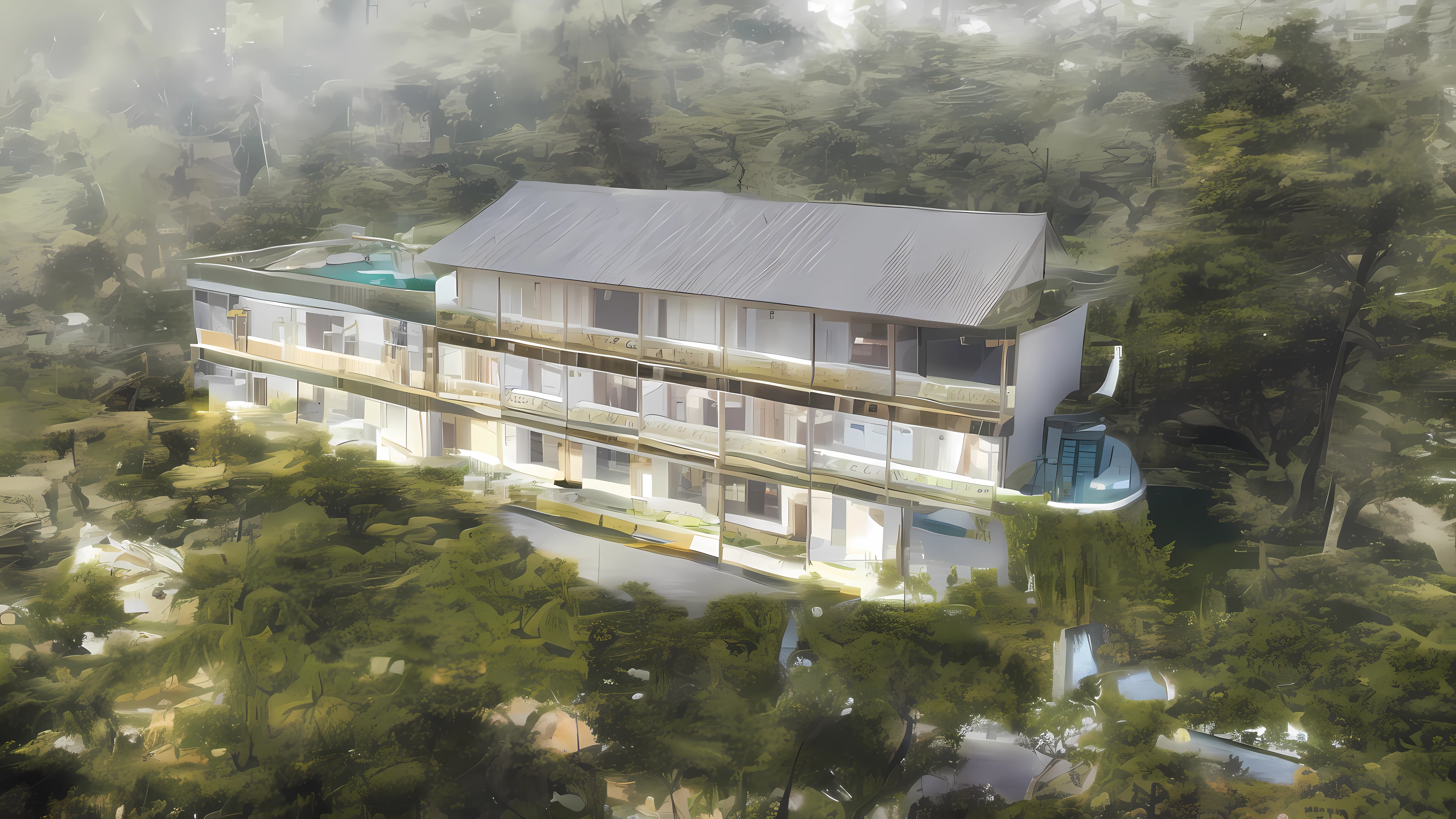 Reconstruction of the modern architectural exterior,Showcasing luxury。Generous and exquisite,The shape is simple and smooth;(Outdoor swimming pool)Equipped with sun blocking,The water in the pool is crystal clear;The pool is framed by glass