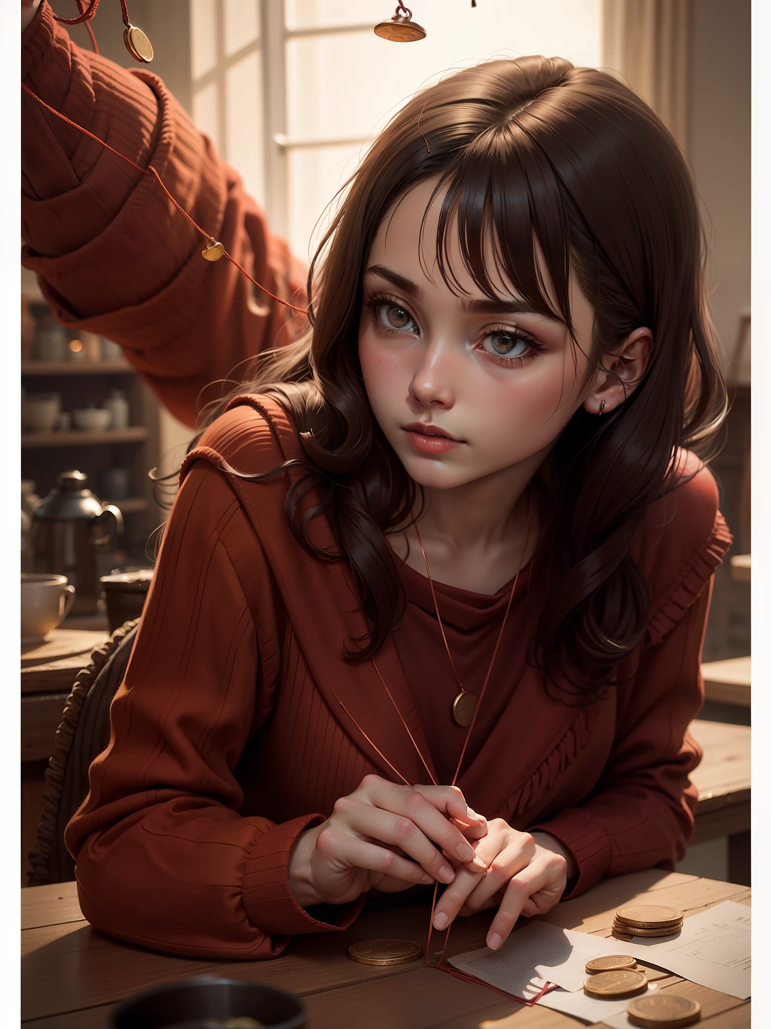 Red clothes,Copper coins strung with red thread