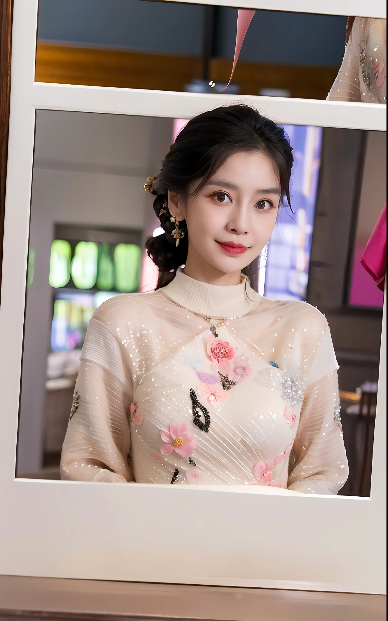 There was a woman holding a picture of herself in a frame, xintong chen, inspired by Ma Yuanyu, ruan jia beautiful!, wenfei ye, Li Zixin, Inspired by Tang Yifen, dilraba dilmurat, inspired by Cheng Jiasui, lei min, Cai Xukun, xue han, xision wu