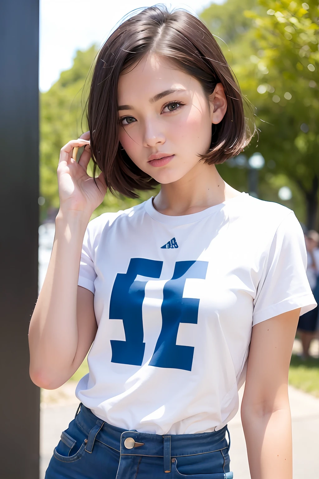 Short hair pure campus beauty
