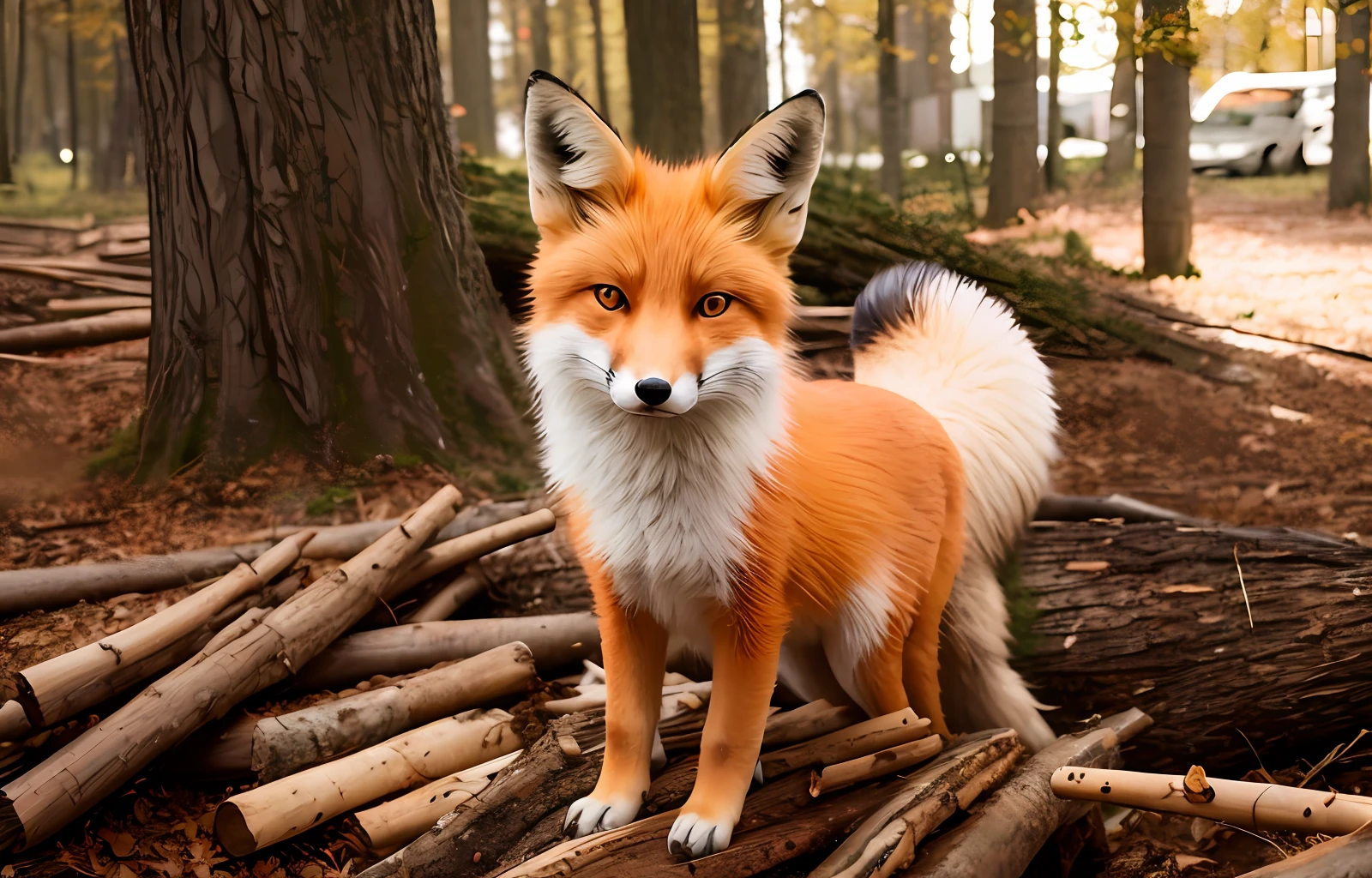 Waste firewood fox orange