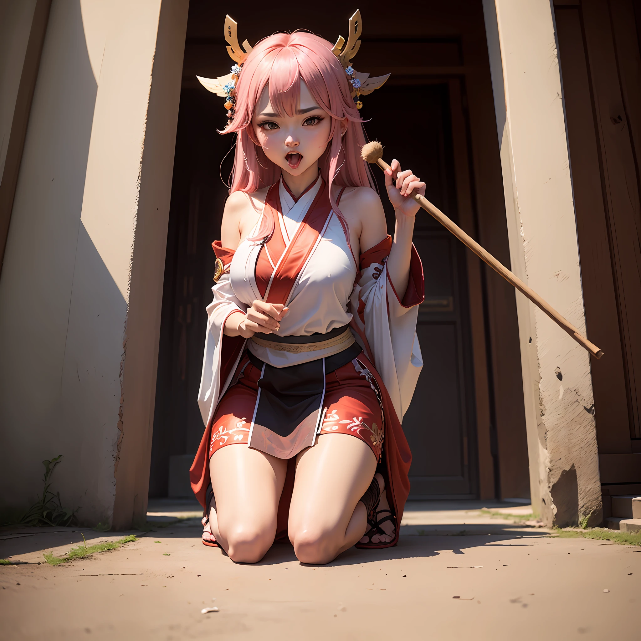 yae miko,Kneel,Stick out your tongue,Need,k hd --auto
