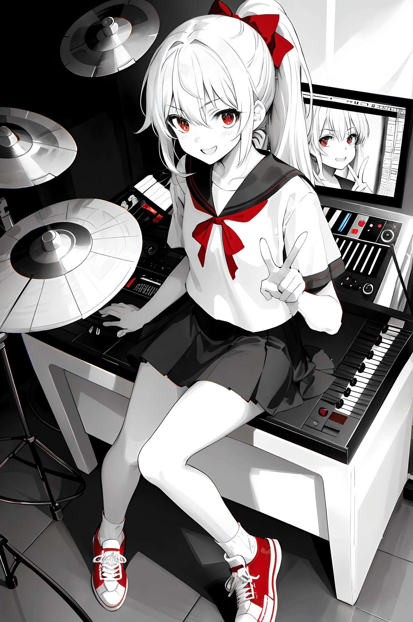 (Dreamy style:1.2+detail-rich) An illustration depicting an "Five fingers" screen, The protagonist is highlighted in detail,Three-dimensional,And reflects the technique of detailed depiction。The scene mainly includes the environment around the characters, and the effect of light、Residual color and texture。