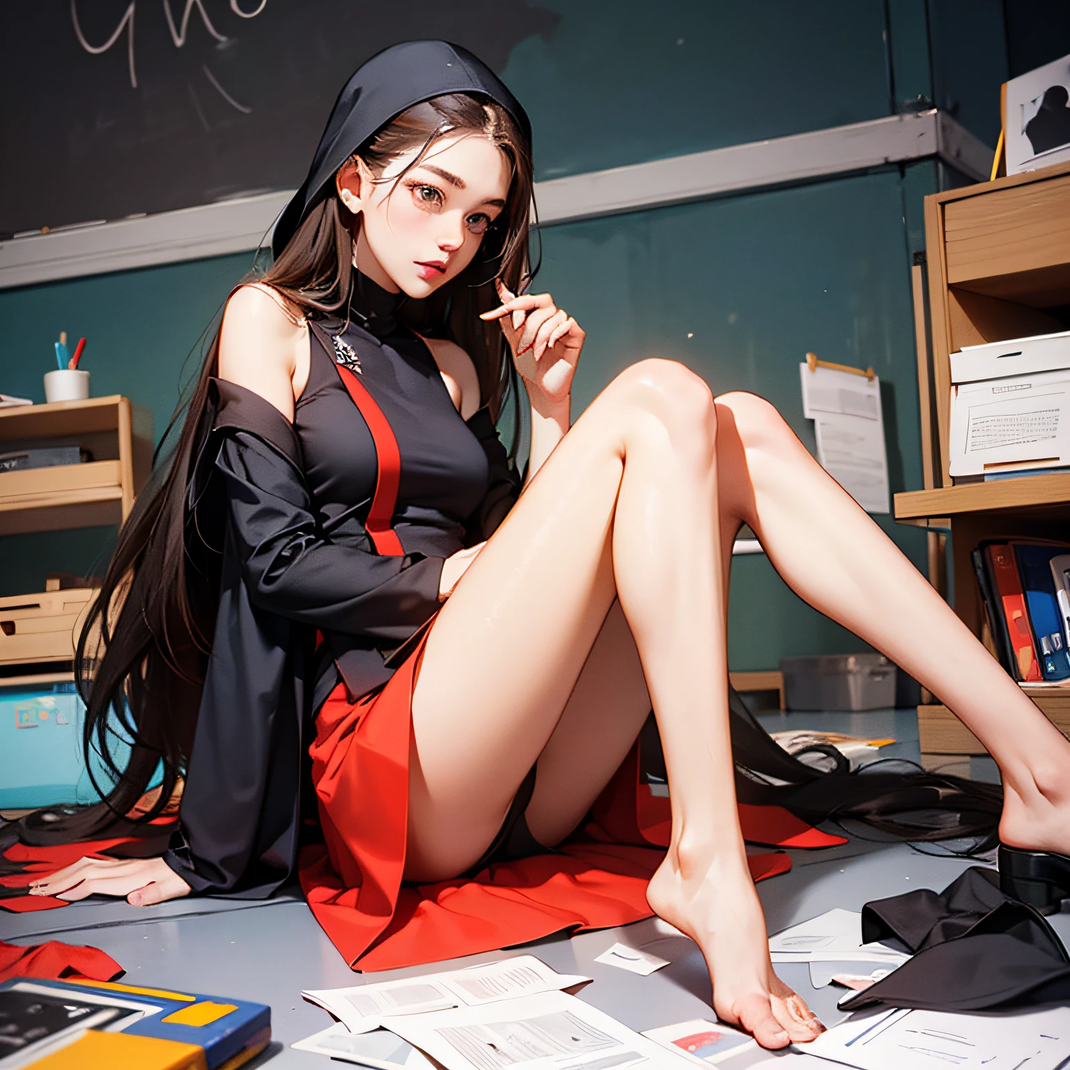 18-year-old student sister,Bumps,Looming,Long flowing hair,Moderate bust circumference,flat lay,Open your legs,student clothes --auto