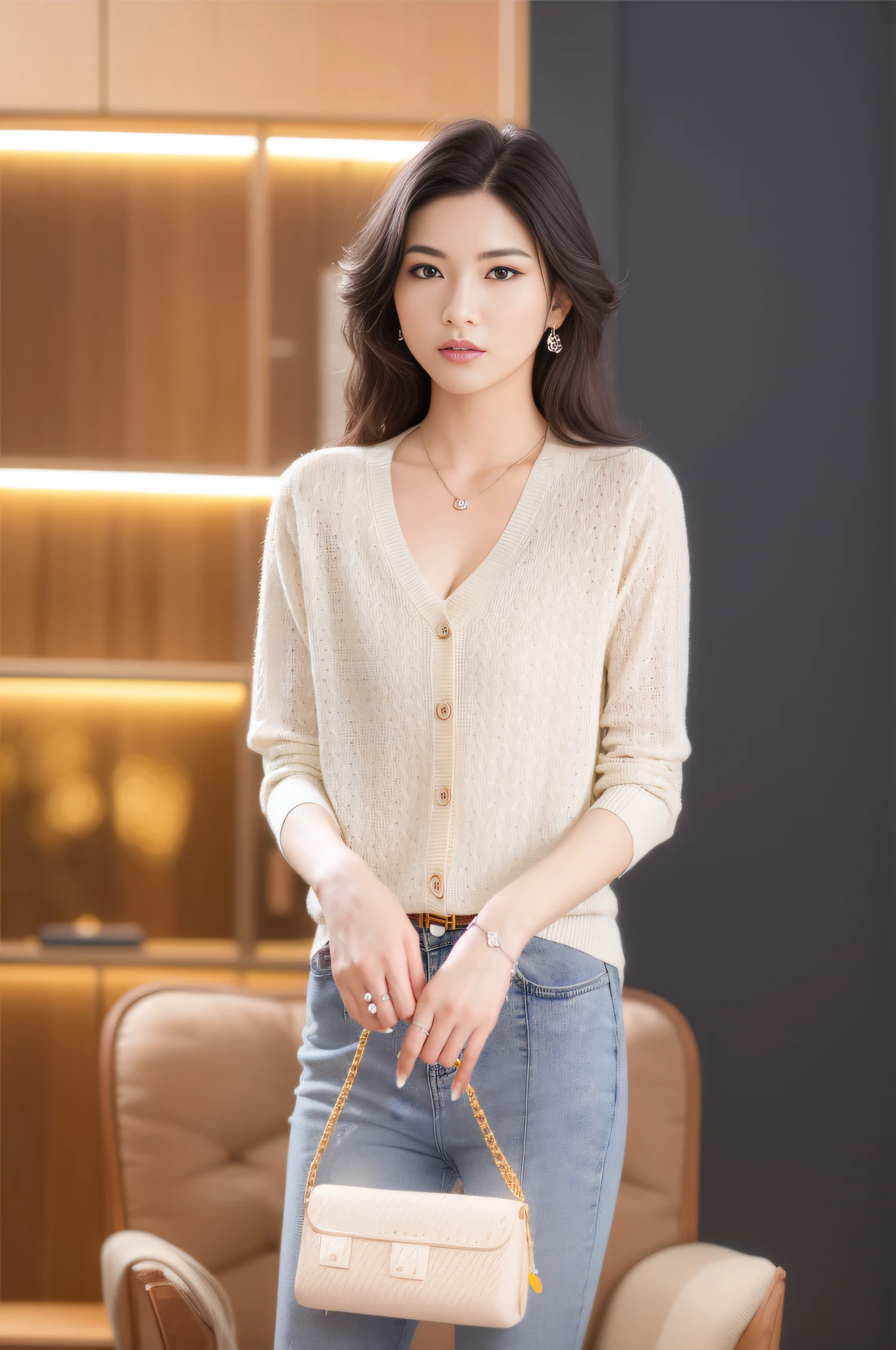 8K,Thirty Years Female,temperament,Korean model,Fine fine skin,highly detailed,Digital photography,surrealism painting,big breasts beautiful(tmasterpiece,Sideslit,Fine beautiful eyes:1.2),prette,high qulity,Original Drawing,Realistic details of skin,cabelos preto e longos,Natural light and shadow,sharp fokus,Ultra-fine face,photo-realistic,standing on your feet,High details,cinmatic lighting,hyper HD,Anatomical correct,best qualtiy,fashionable attire,Official Product Pictures,product introduction photos,
