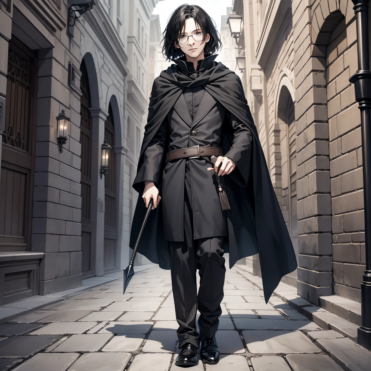 A two-dimensional man in a cloak looked into the distance --auto