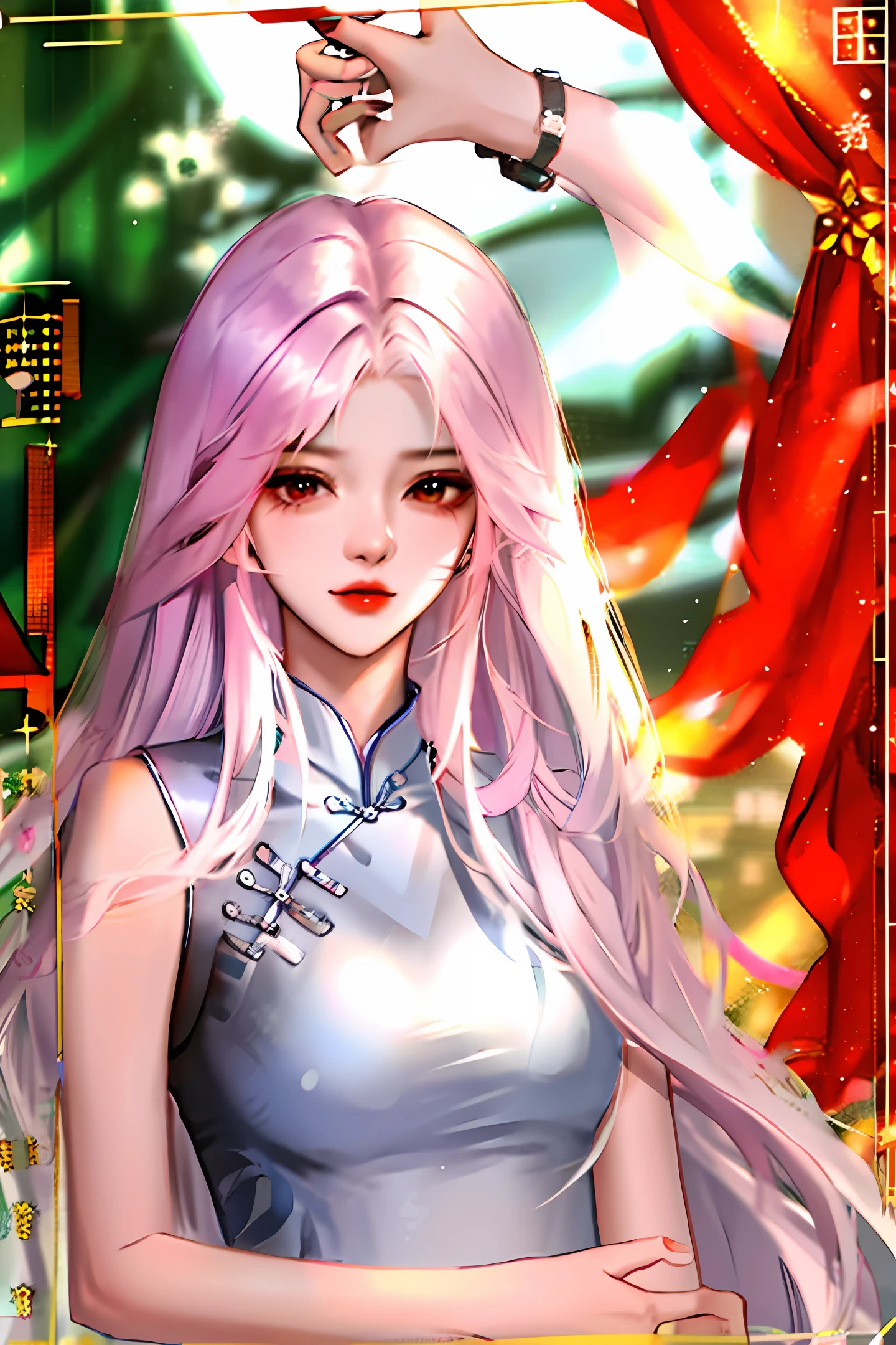 Long-haired cheongsam shy