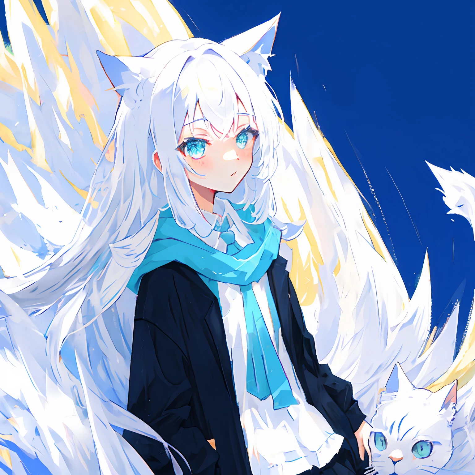 White-haired cat-eared loli