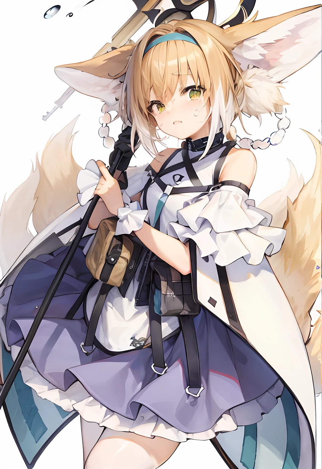 Anime characters wearing guns and hats, From Arknights, author：Shitao, zerochan art, from girls frontline, Splash art anime Loli, Detailed key anime art, detailed anime character art, from touhou, loli in dress, female anime character, Key anime art, marisa kirisame, beautiful anime catgirl, trending on artstation pixiv，Cover your face with your left hand and cry，white stockings，full bodyesbian